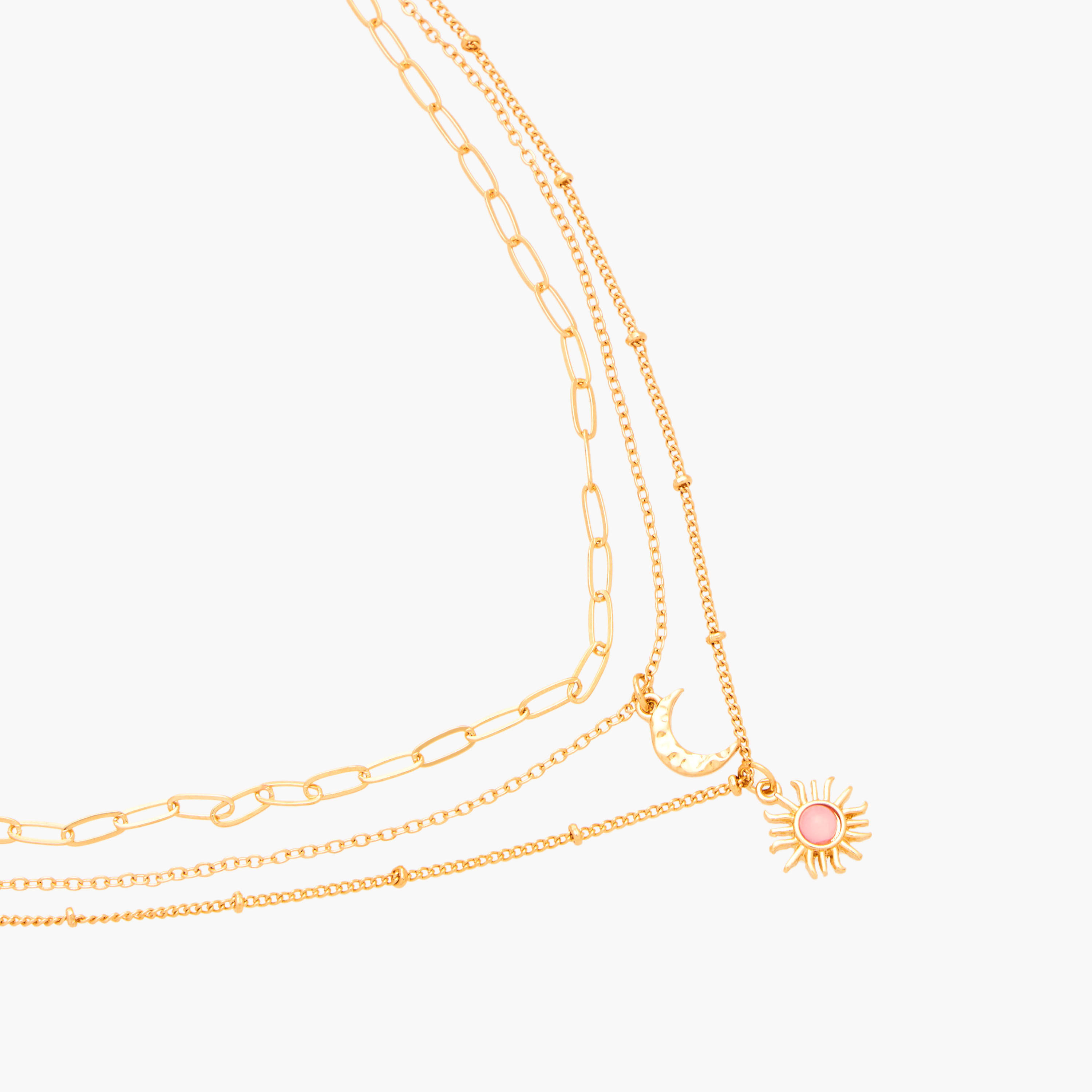 Gloo 3-Layer Moon and Sun Charm Necklace with Lobster Clasp Closure-women-watchesandjewellery-jewellery-necklacesandpendants-image-3