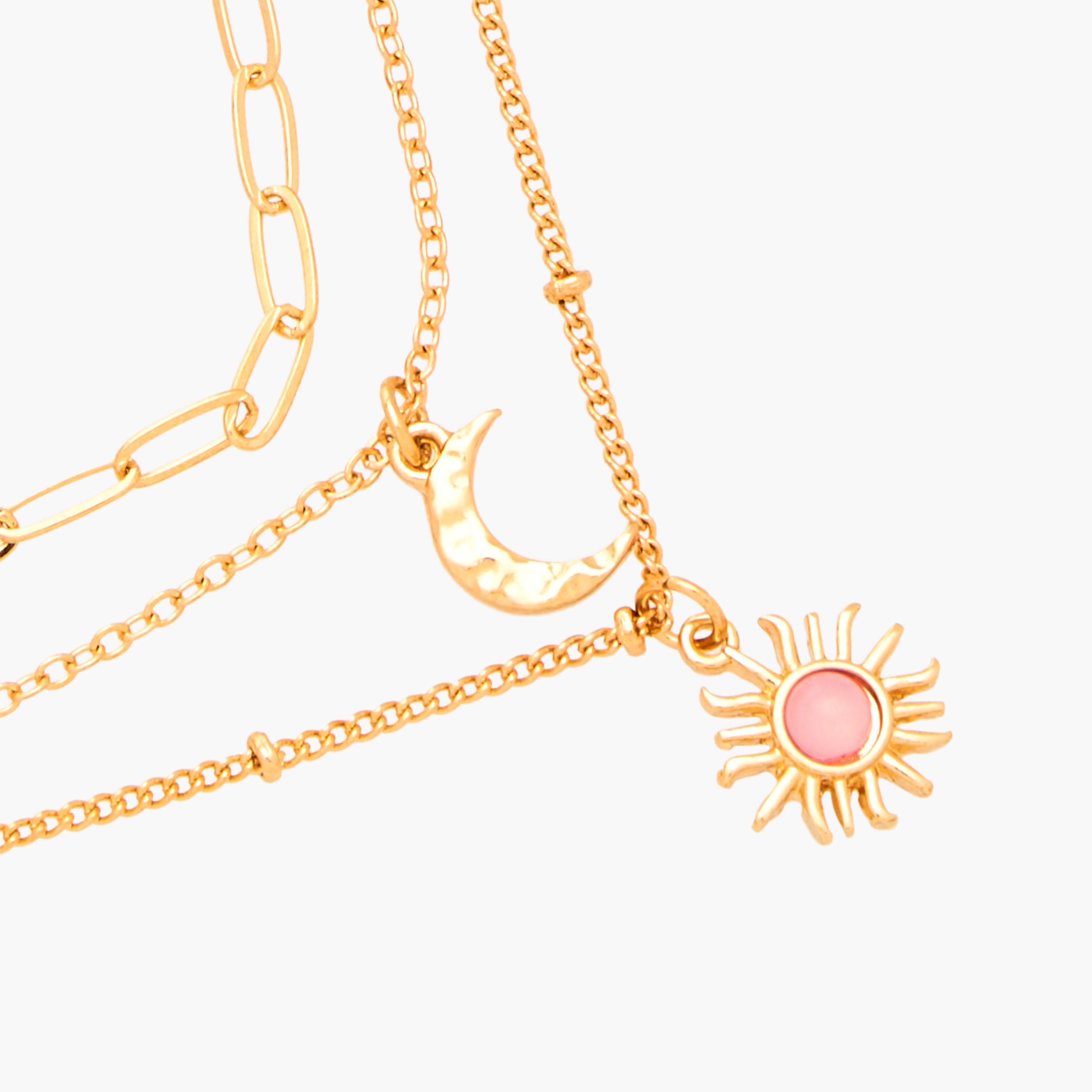 Gloo 3-Layer Moon and Sun Charm Necklace with Lobster Clasp Closure-women-watchesandjewellery-jewellery-necklacesandpendants-image-4