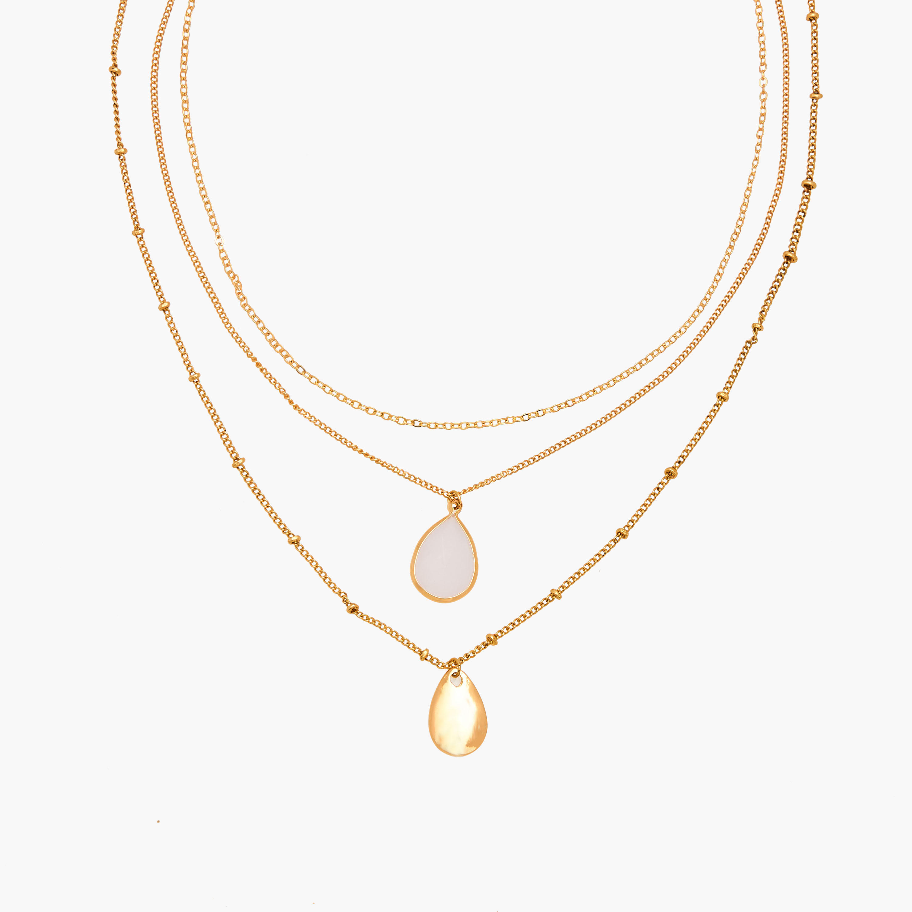 عقد بـ 3 طبقات وبدلايات دمعة وقفل إغلاق من جلو-women-watchesandjewellery-jewellery-necklacesandpendants-image-1