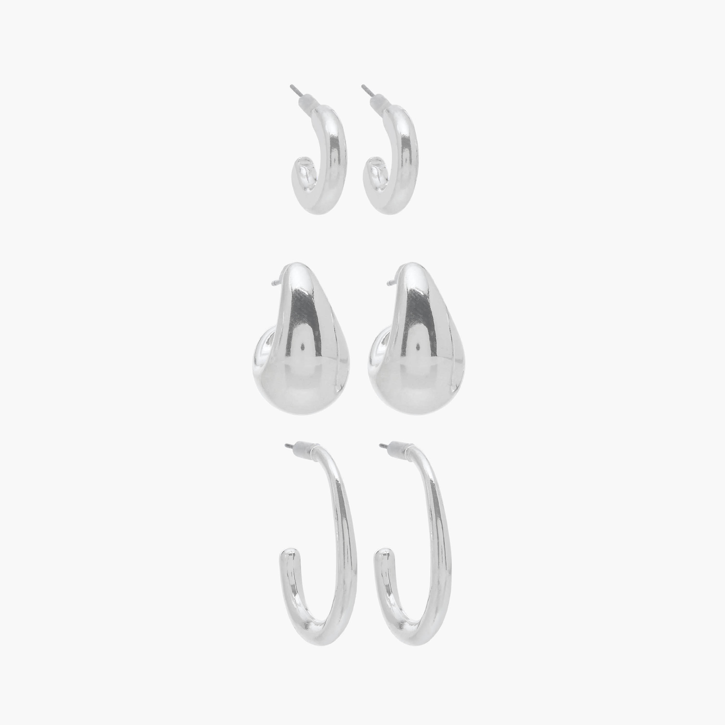 طقم أقراط معدنية مع مكبس إغلاق خلفي من جلوو عدد 3-women-watchesandjewellery-jewellery-earrings-image-1