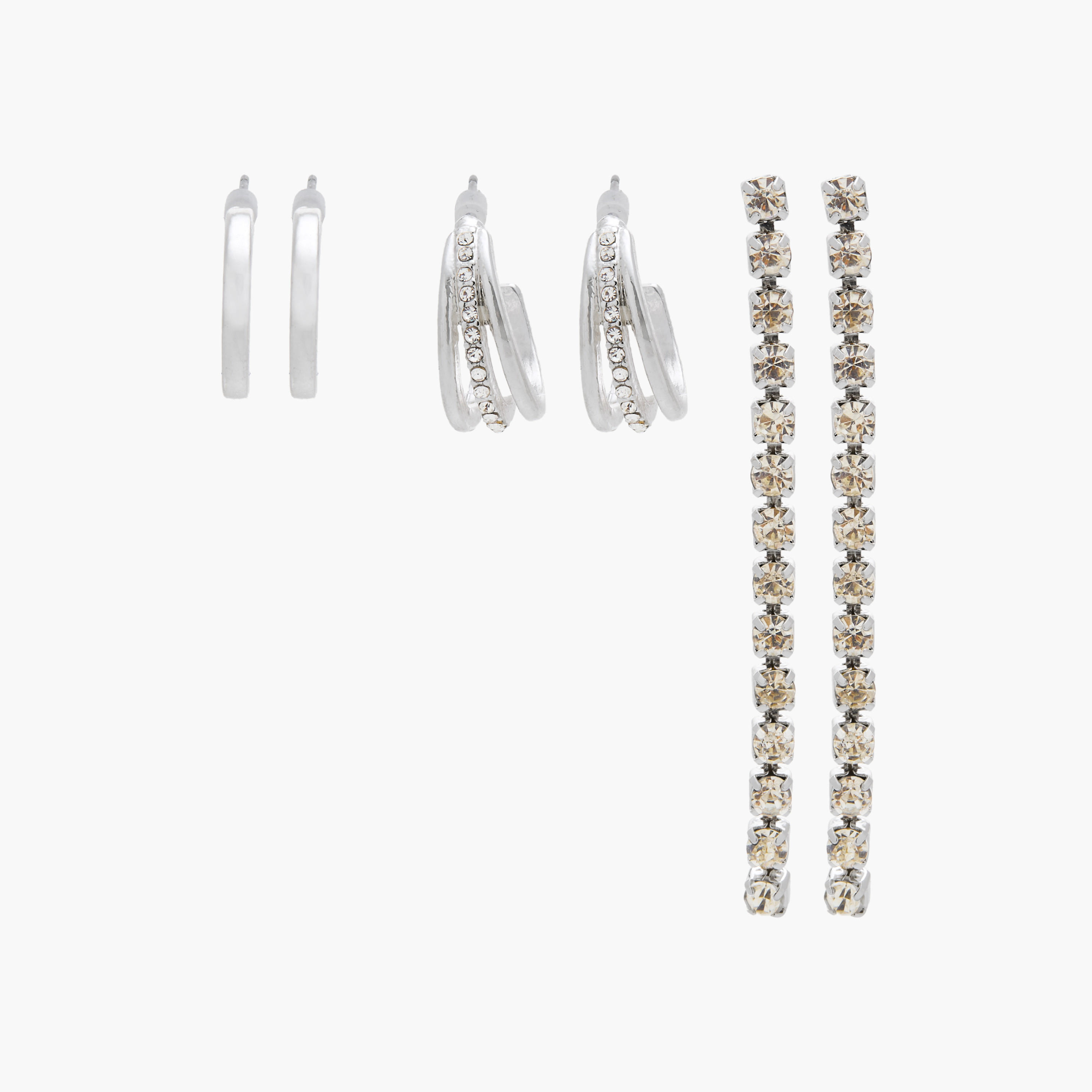 مجموعة أقراط معدن عدد 3 بمكبس إغلاق خلفي من جلوو-women-watchesandjewellery-jewellery-earrings-image-6