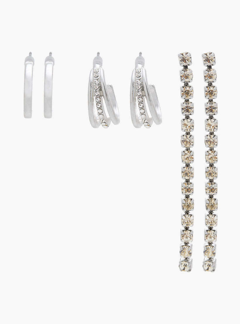 مجموعة أقراط معدن عدد 3 بمكبس إغلاق خلفي من جلوو-women-watchesandjewellery-jewellery-earrings-image-6