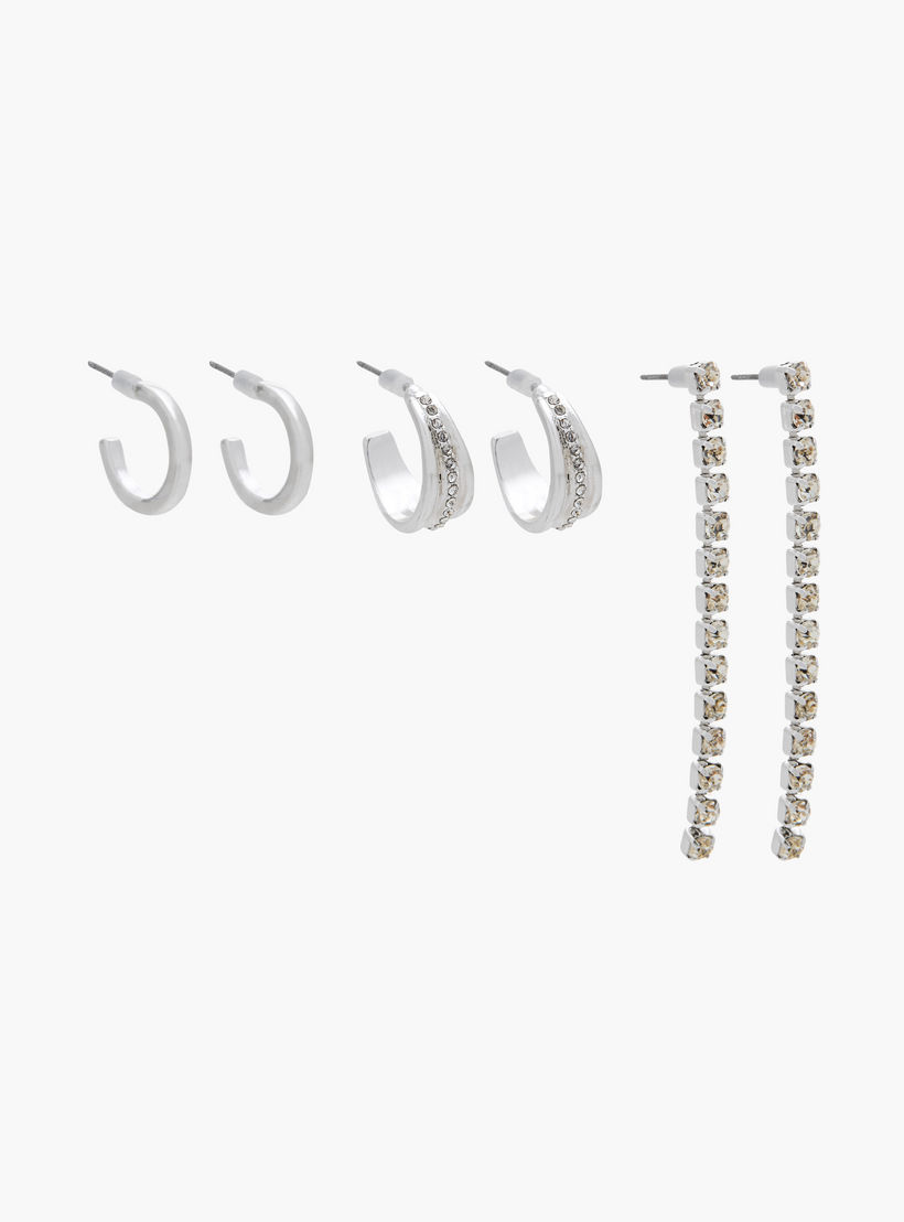 مجموعة أقراط معدن عدد 3 بمكبس إغلاق خلفي من جلوو-women-watchesandjewellery-jewellery-earrings-image-5
