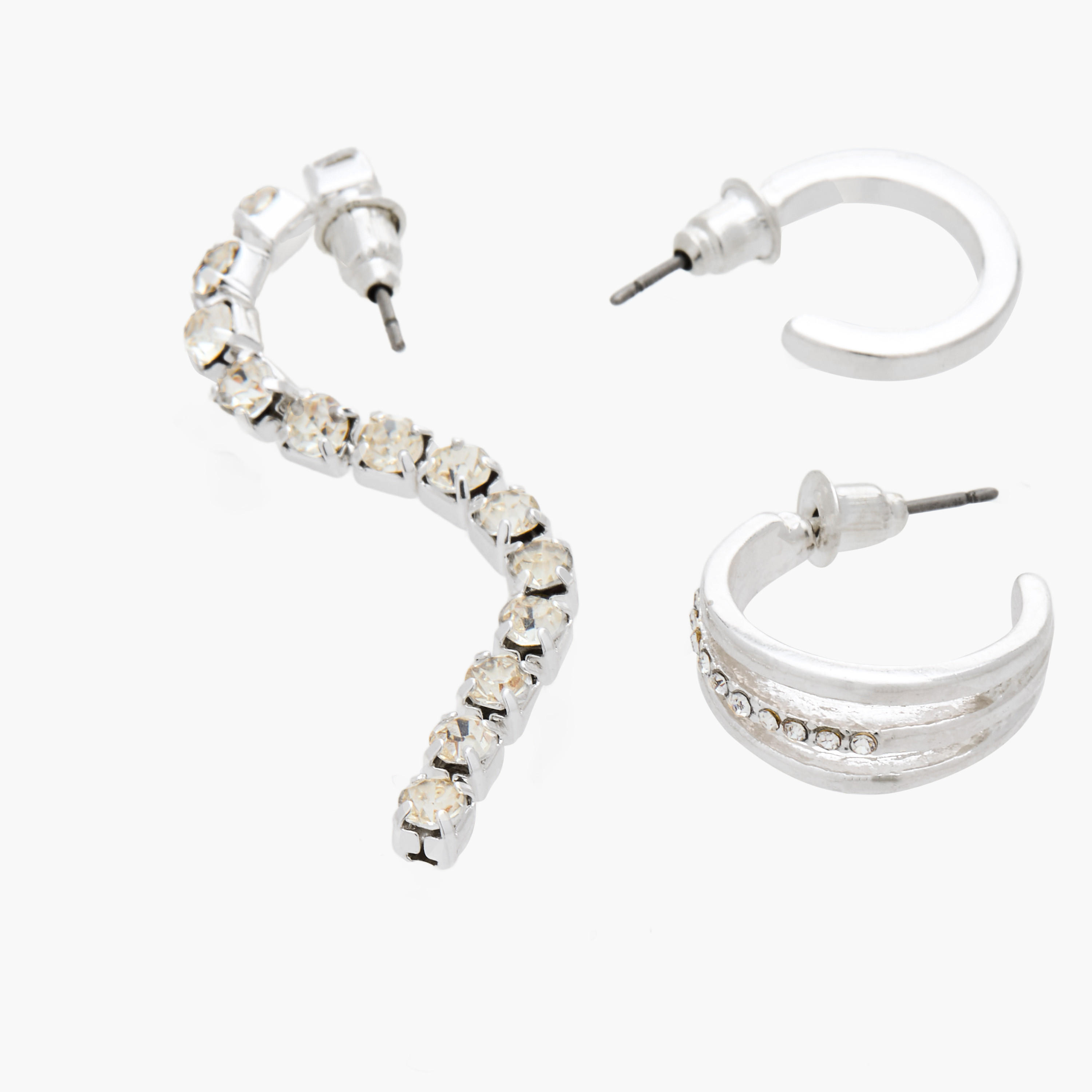 مجموعة أقراط معدن عدد 3 بمكبس إغلاق خلفي من جلوو-women-watchesandjewellery-jewellery-earrings-image-1