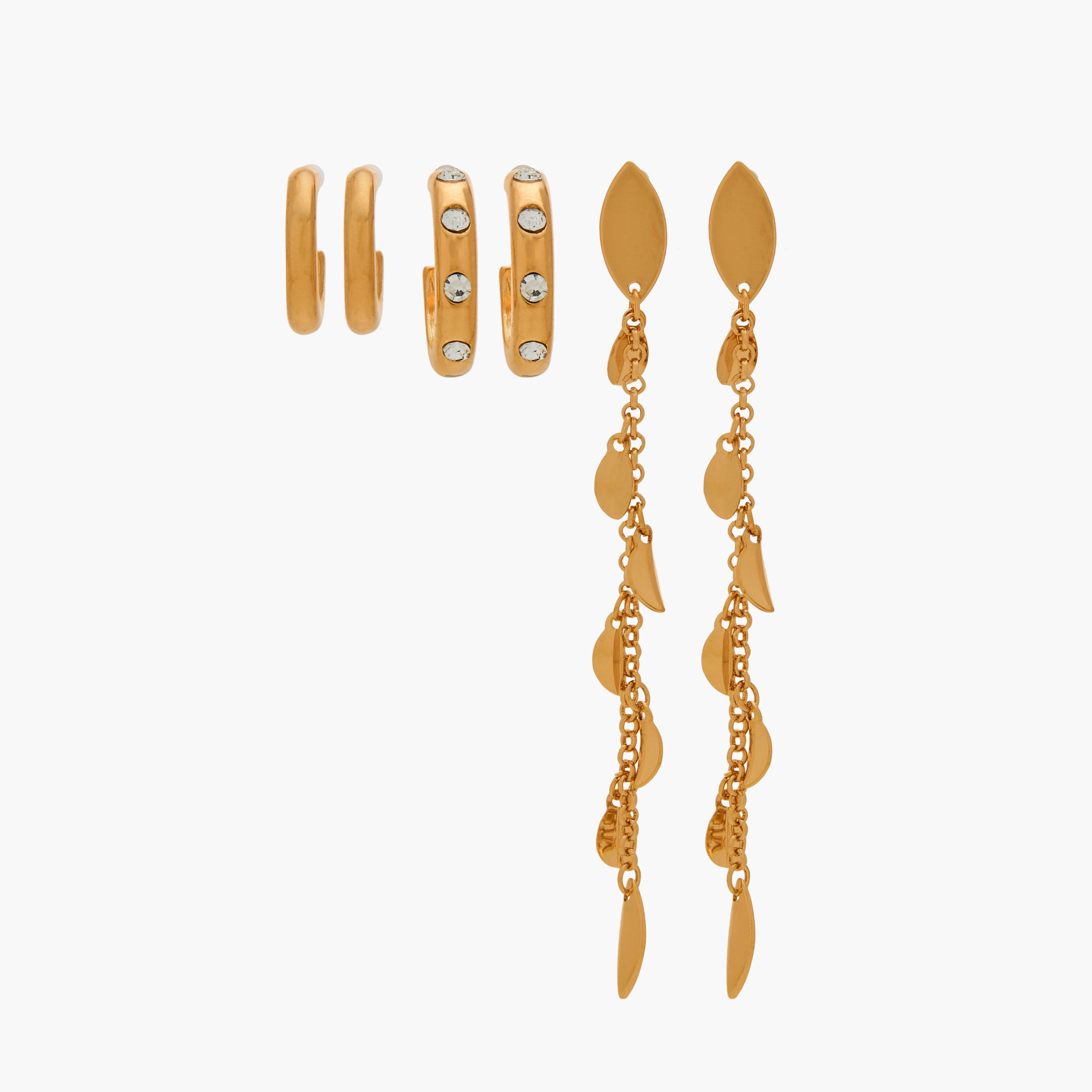 حلقان ميتاليك متنوعة بمشبك إغلاق من جلو - طقم 3 قطع-women-watchesandjewellery-jewellery-earrings-image-1