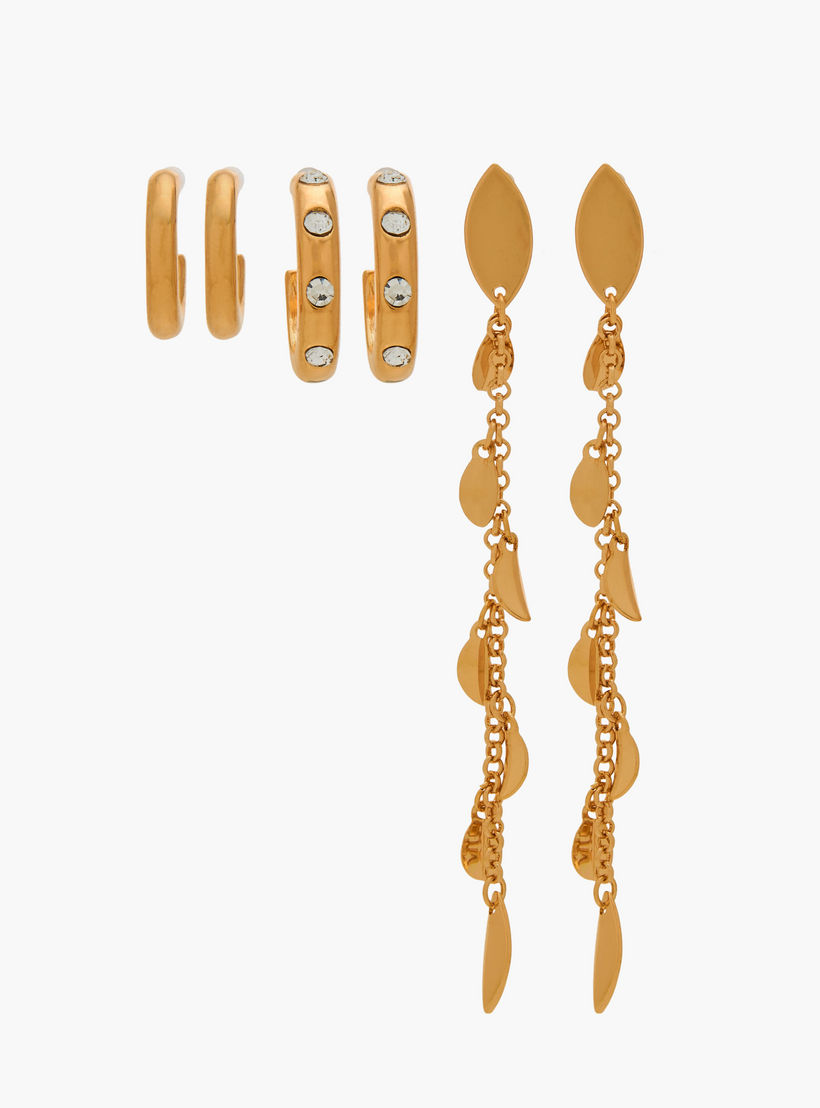 حلقان ميتاليك متنوعة بمشبك إغلاق من جلو - طقم 3 قطع-women-watchesandjewellery-jewellery-earrings-image-1