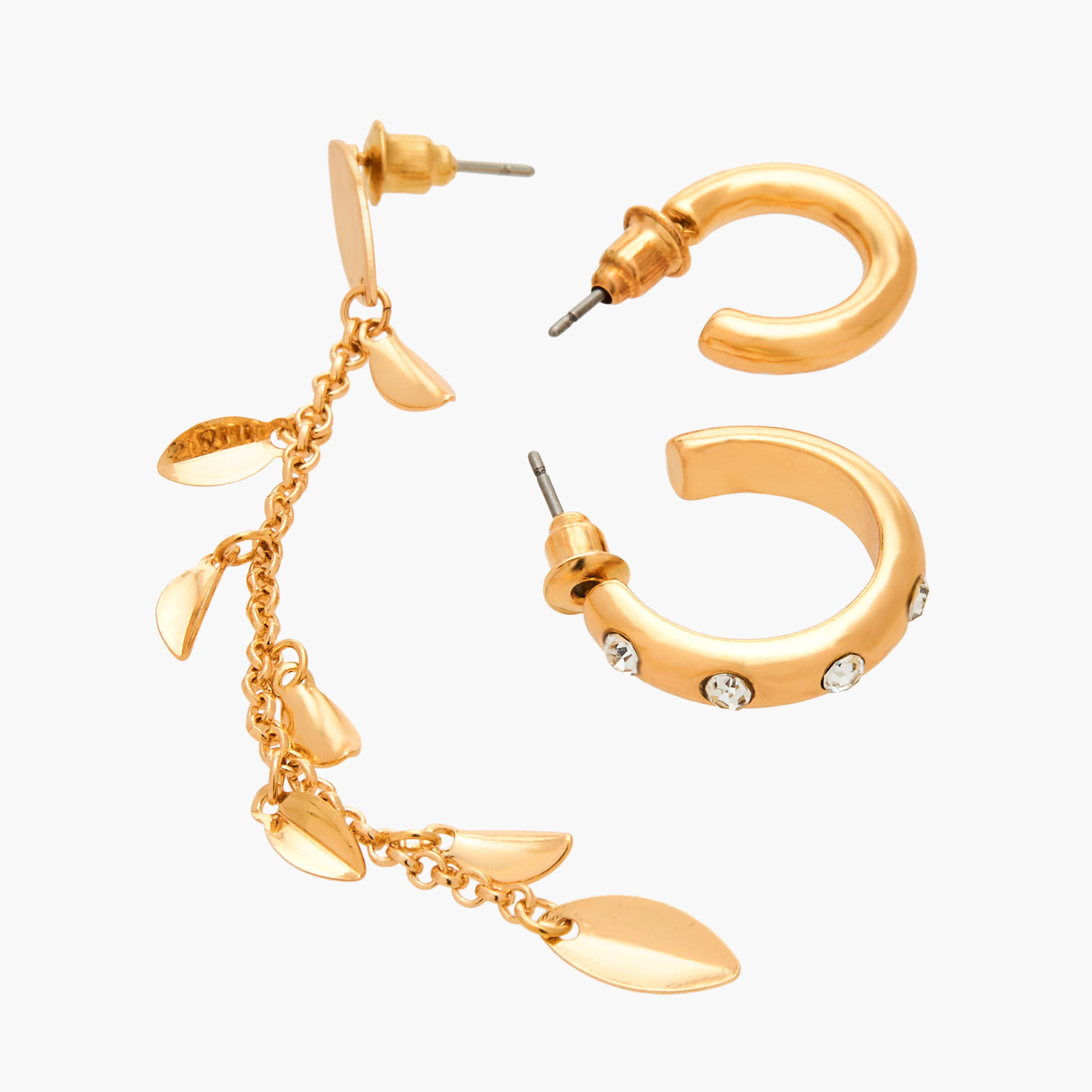 حلقان ميتاليك متنوعة بمشبك إغلاق من جلو - طقم 3 قطع-women-watchesandjewellery-jewellery-earrings-image-6