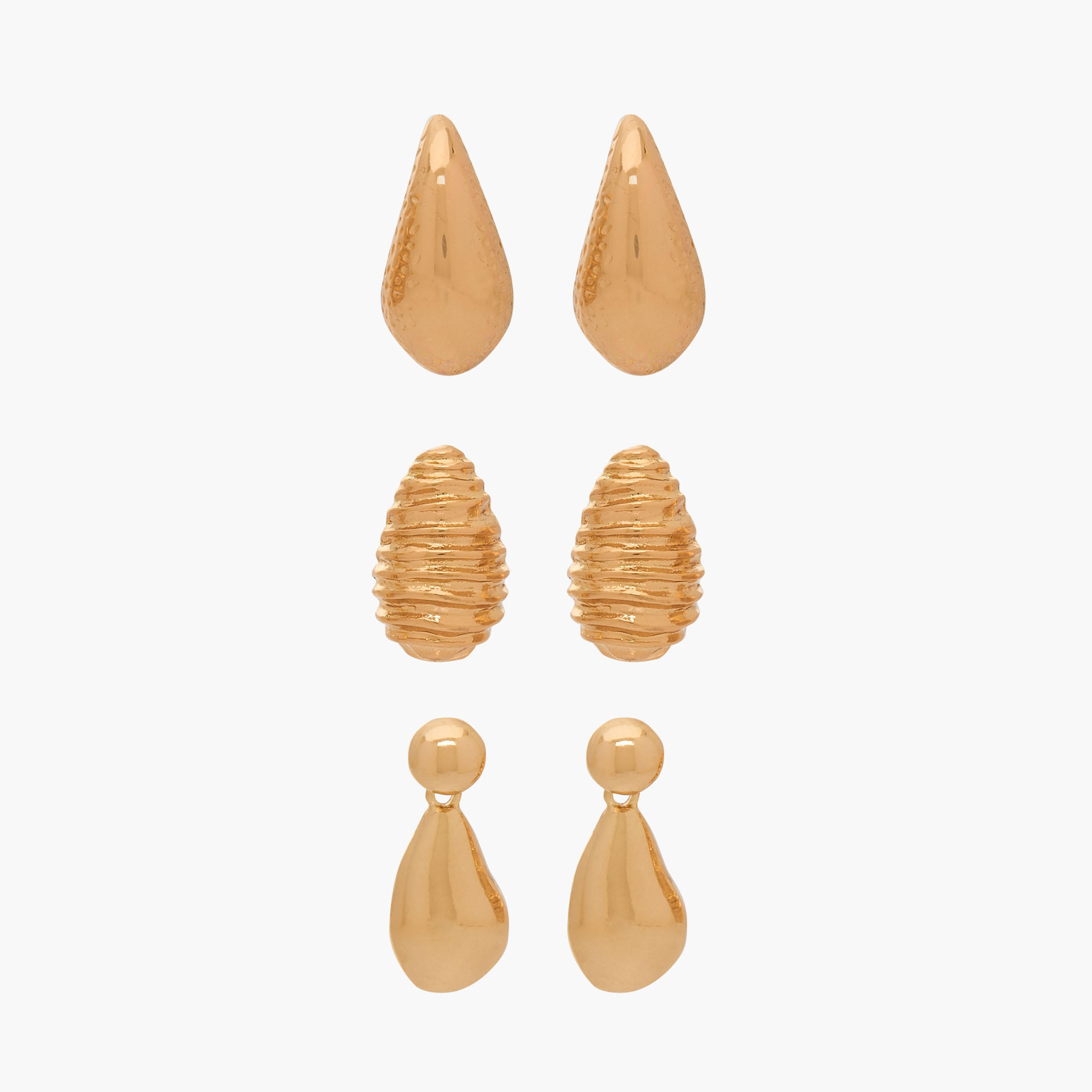 حلقان متدلية بارزة الملمس بمكبس إغلاق خلفي من جلو - طقم 3 أزواج-women-watchesandjewellery-jewellery-earrings-image-1