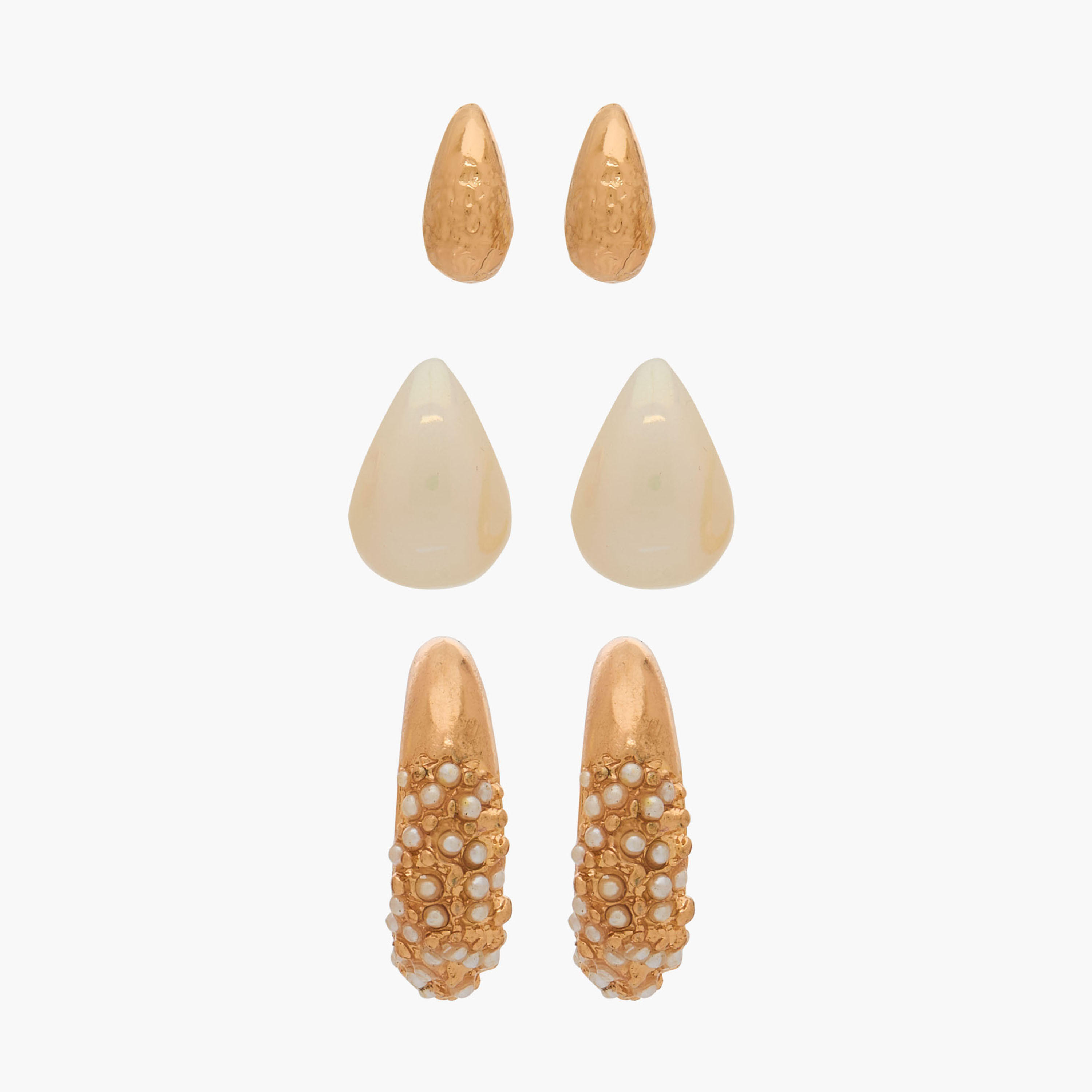 حلقان نصف طوق بمكبس إغلاق خلفي من جلو - طقم من 3 أزواج-women-watchesandjewellery-jewellery-earrings-image-1