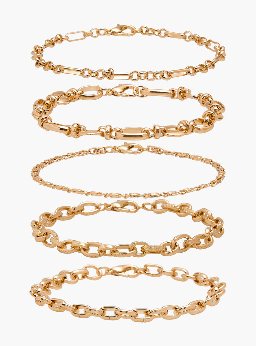 طقم سوار ميتاليك بمشبك إغلاق 5 قطع من جلو-women-watchesandjewellery-jewellery-banglesandbracelets-image-1