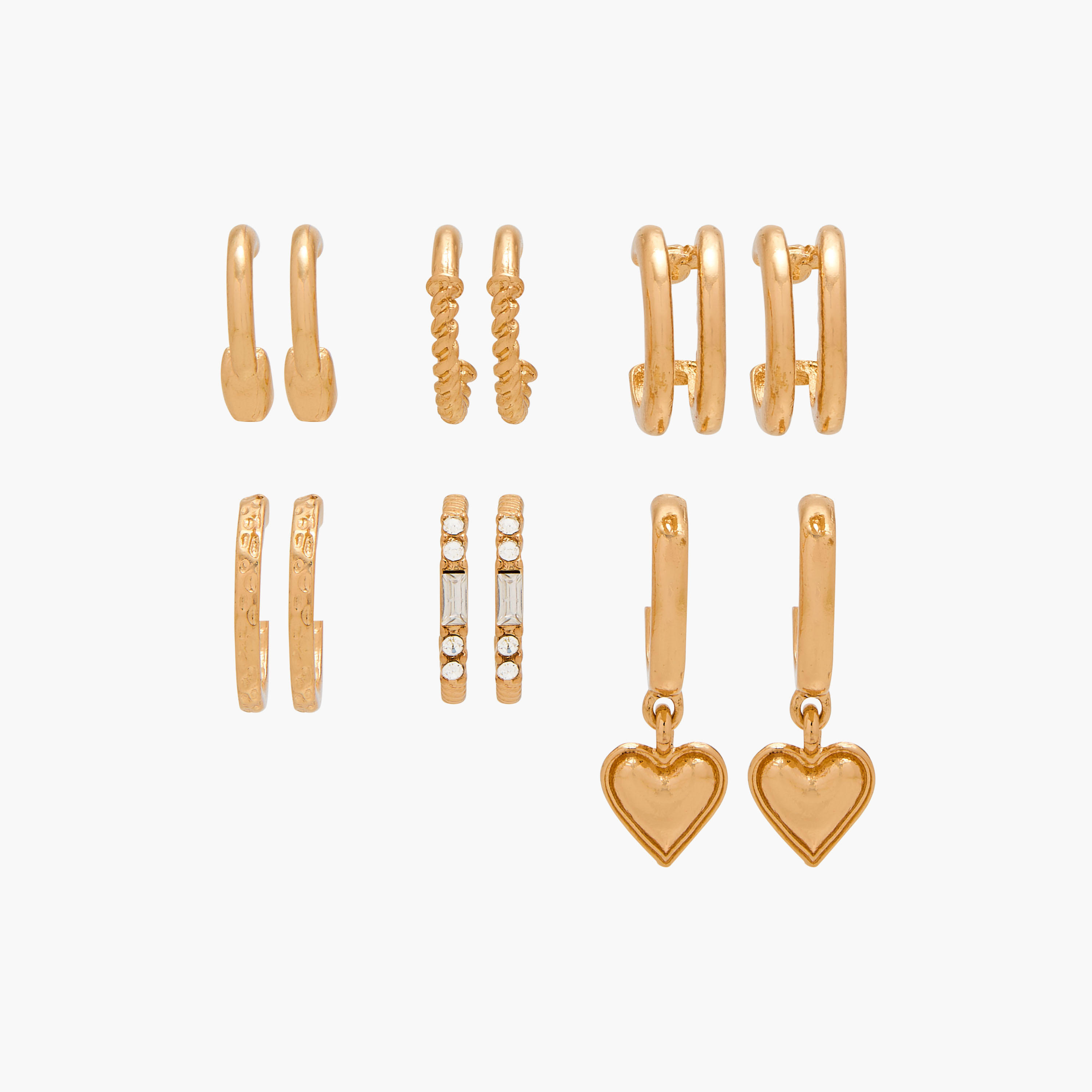 طقم أقراط ميتاليك بمكبس إغلاق خلفي 6 أزواج متنوعة-women-watchesandjewellery-jewellery-earrings-image-1
