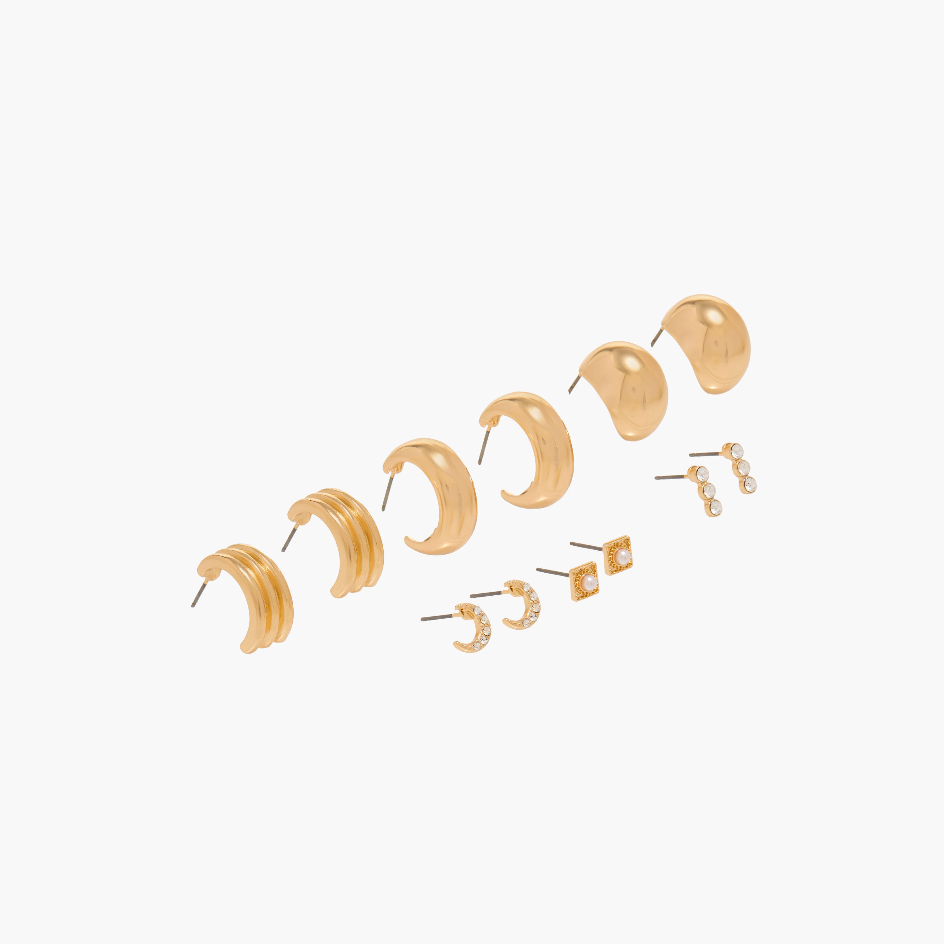 حلقان ميتاليك متنوعة مع إغلاق بمكبس خلفي - طقم من 6 أزواج-women-watchesandjewellery-jewellery-earrings-image-3