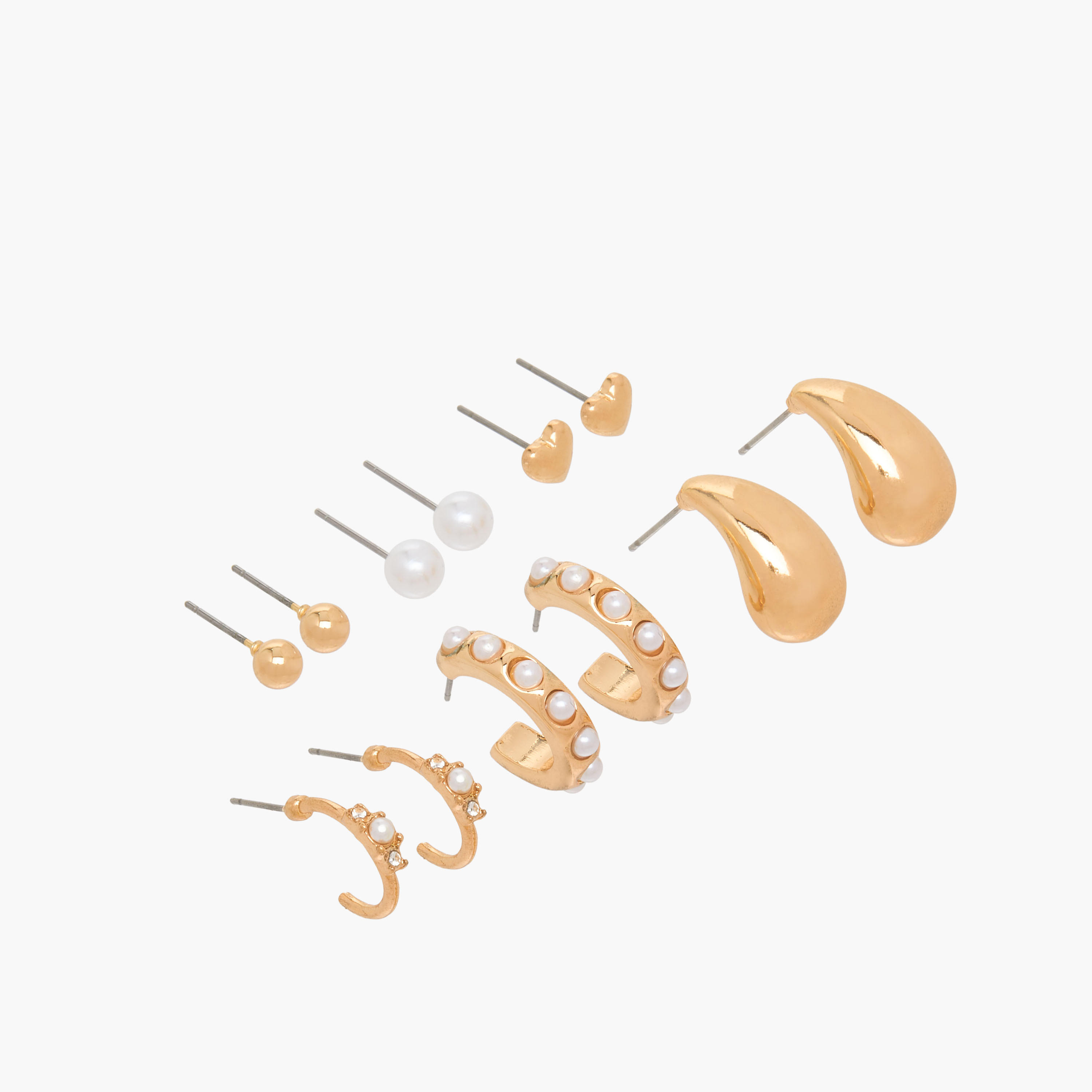 حلقان ميتاليك بمكبس إغلاق خلفي من جلو - طقم 6 أزواج-women-watchesandjewellery-jewellery-earrings-image-2