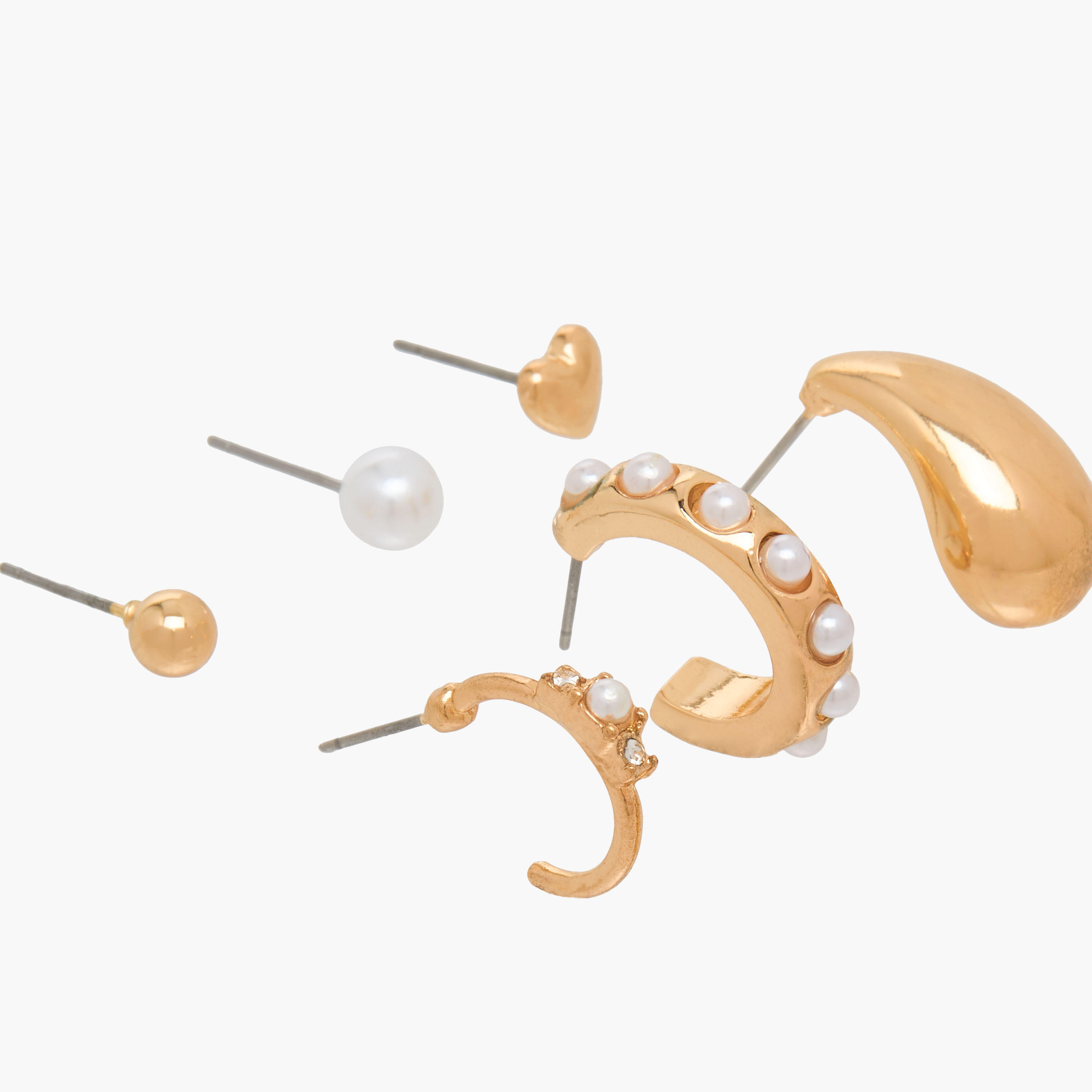 حلقان ميتاليك بمكبس إغلاق خلفي من جلو - طقم 6 أزواج-women-watchesandjewellery-jewellery-earrings-image-3