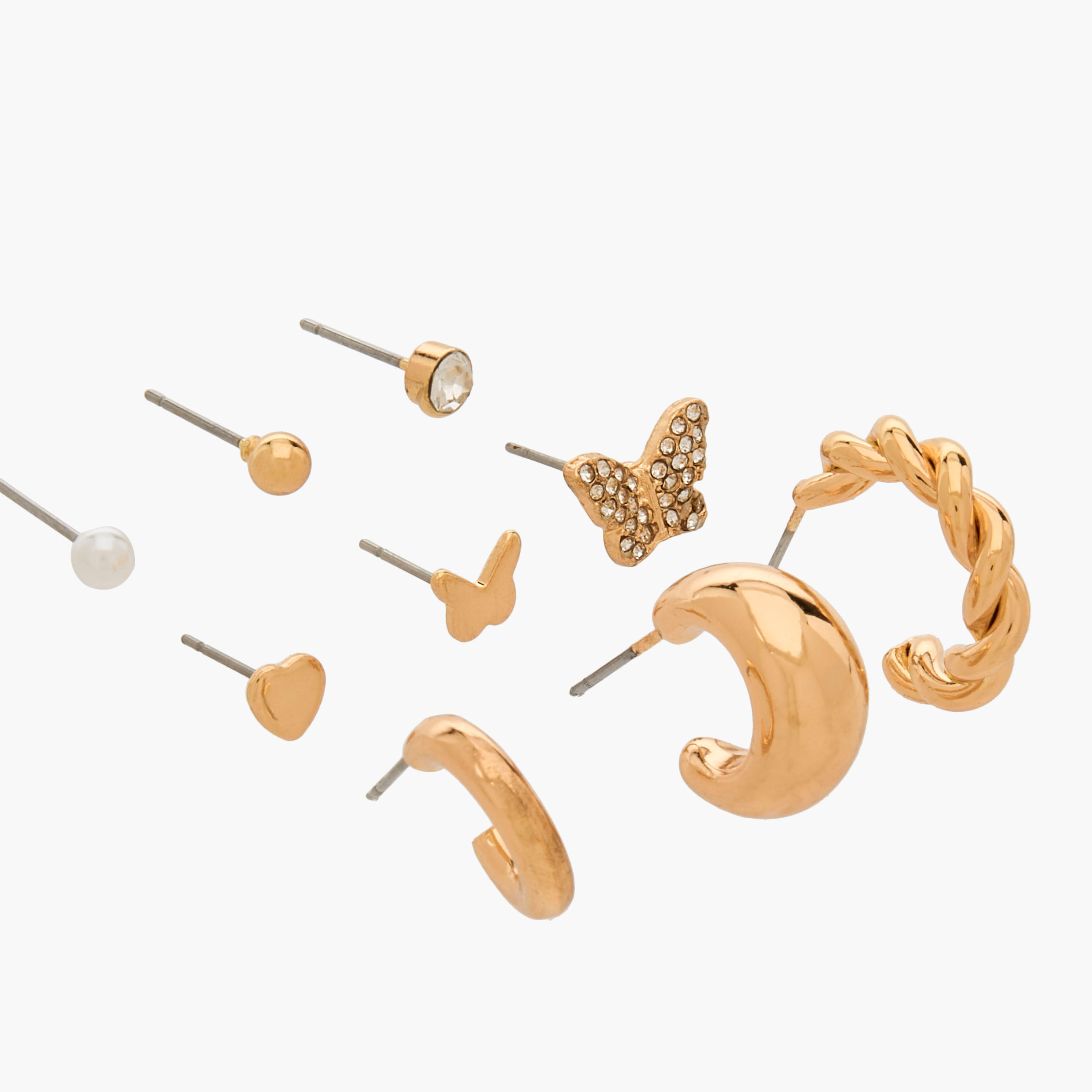 حلقان ميتاليك متنوعة بمكبس إغلاق خلفي من جلو - طقم 9 أزواج-women-watchesandjewellery-jewellery-earrings-image-3