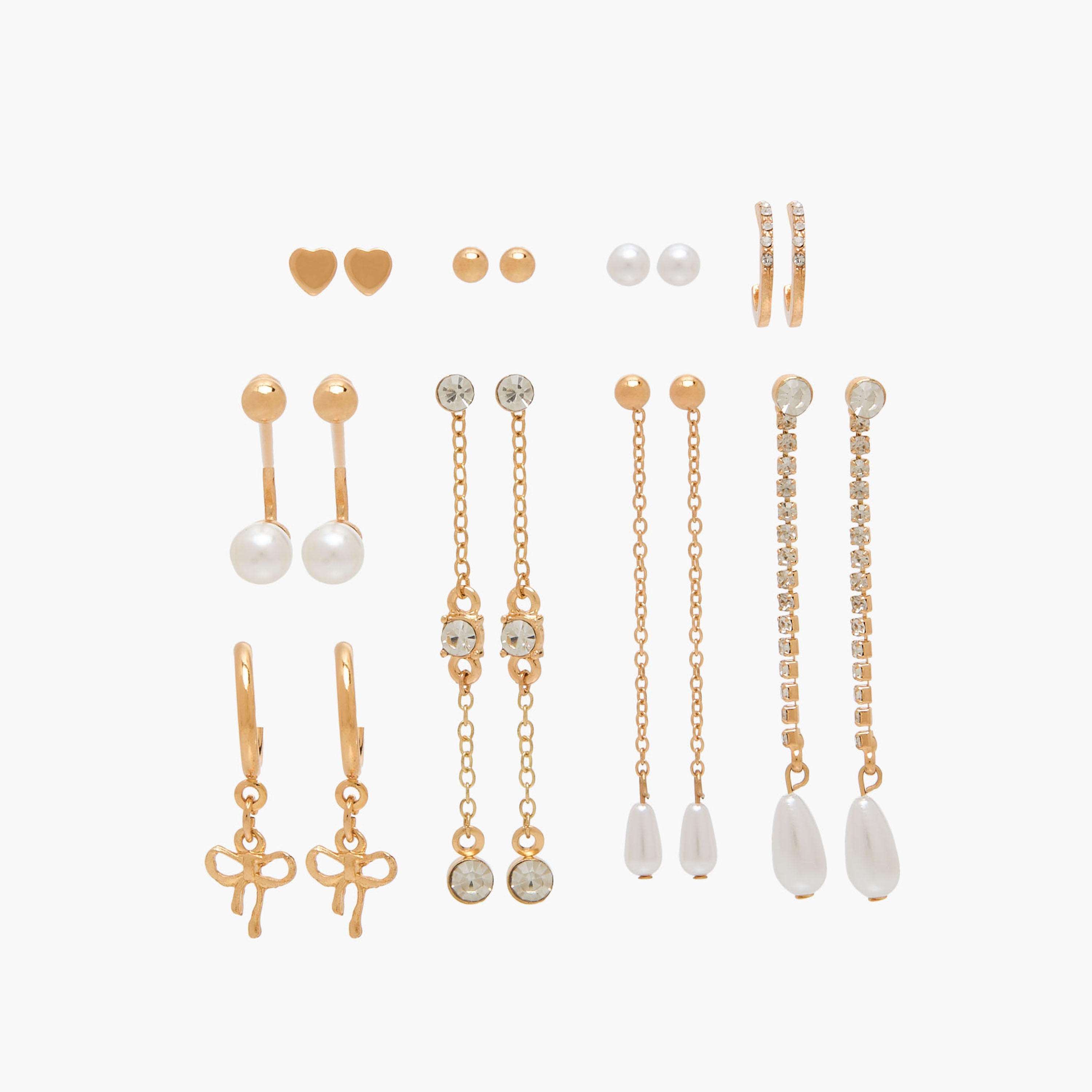 حلقان ميتاليك متنوعة بمكبس إغلاق خلفي من جلو - طقم 9 أزواج-women-watchesandjewellery-jewellery-earrings-image-4
