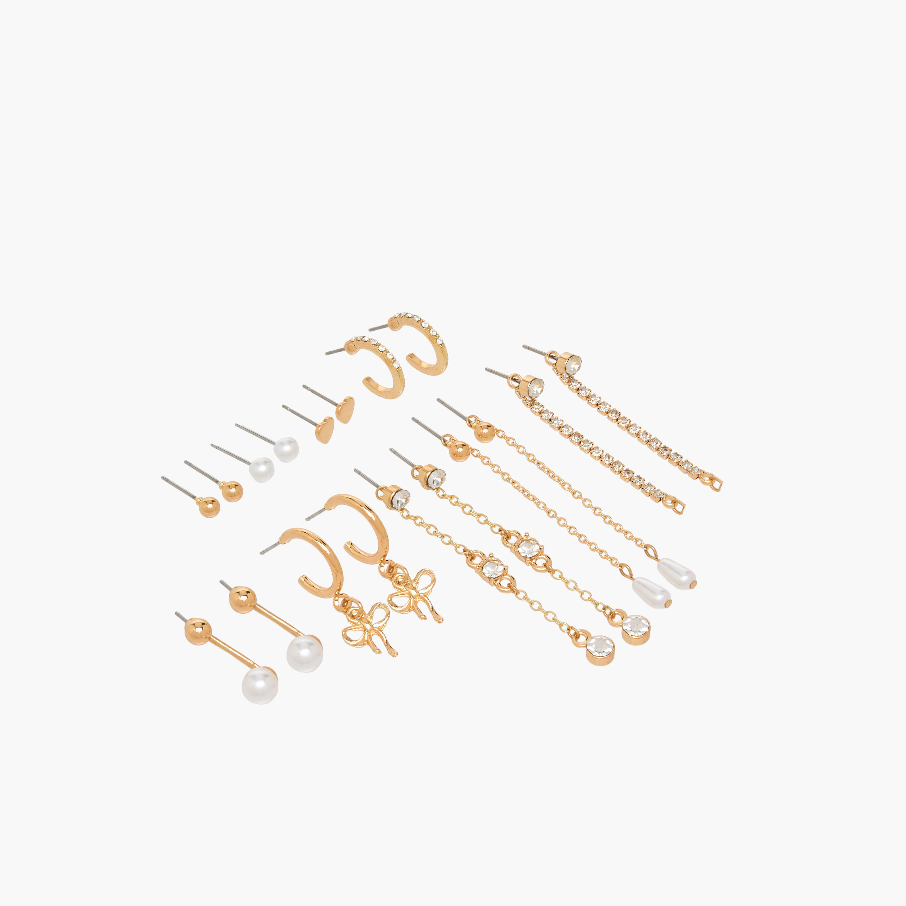 حلقان ميتاليك متنوعة بمكبس إغلاق خلفي من جلو - طقم 9 أزواج-women-watchesandjewellery-jewellery-earrings-image-3