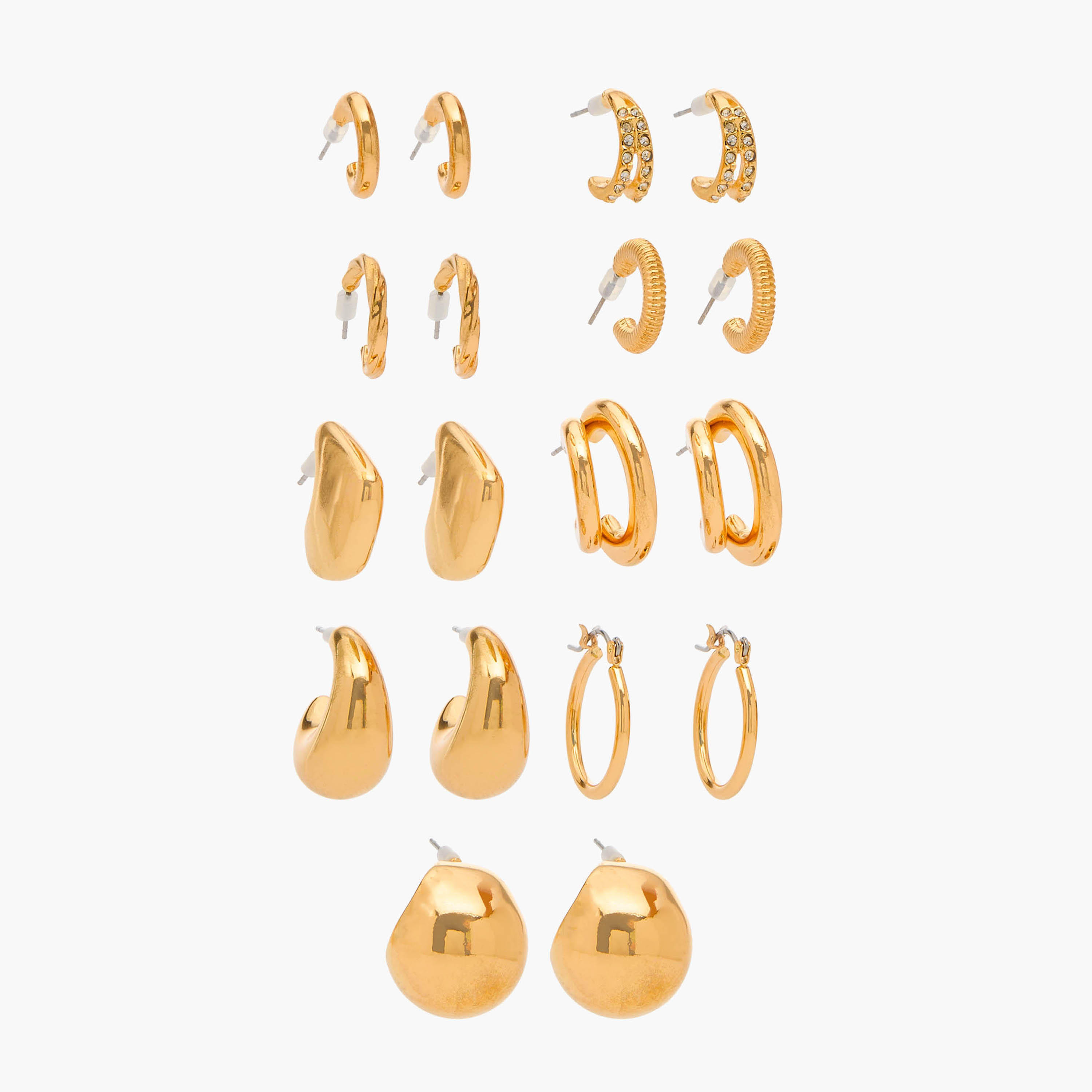 طقم أقراط معدنية بمكبس إغلاق خلفي من جلو عدد 9-women-watchesandjewellery-jewellery-earrings-image-1