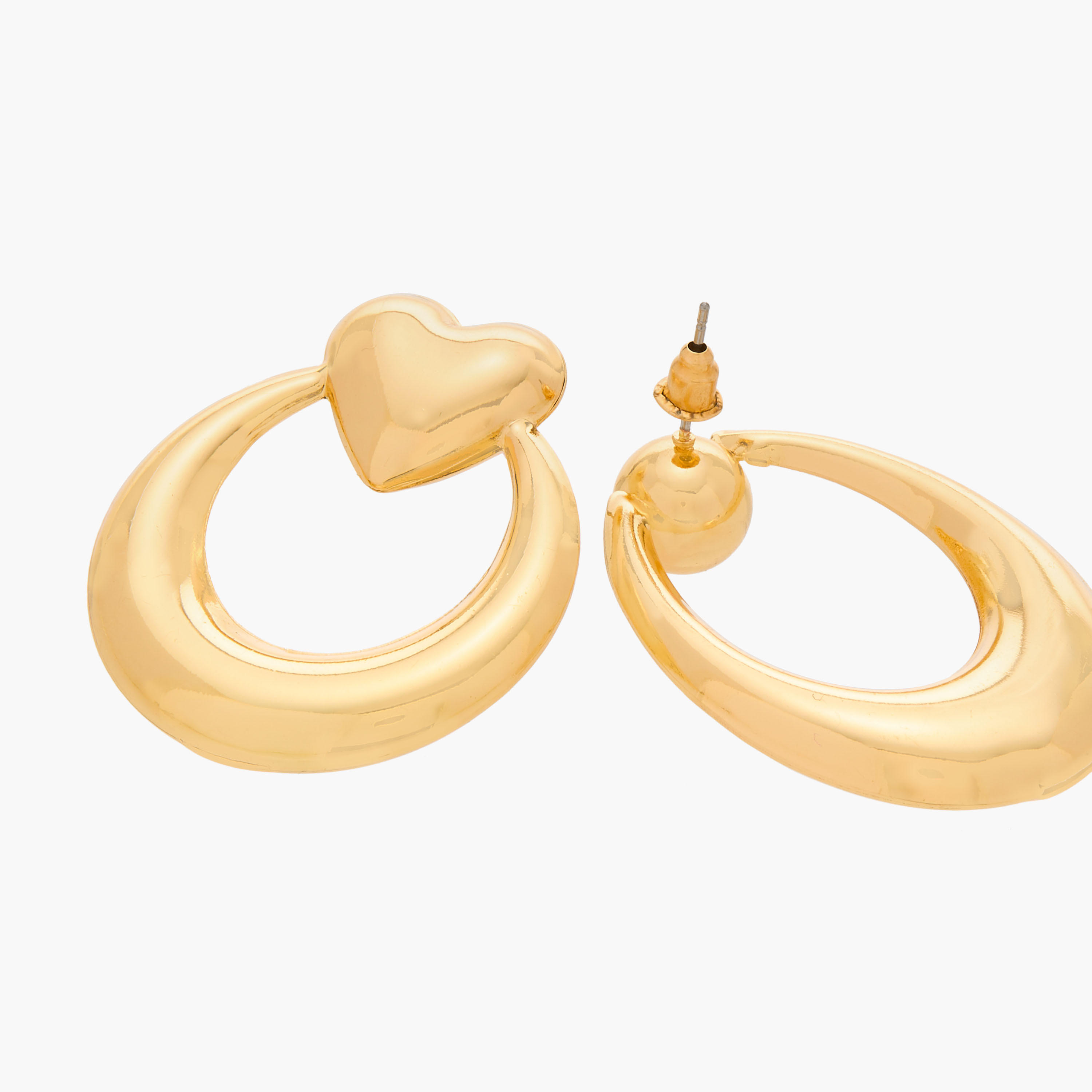 Set of 2 - Gloo Heart and Knob Shaped Earrings with Pushback Closure-women-watchesandjewellery-jewellery-earrings-image-4