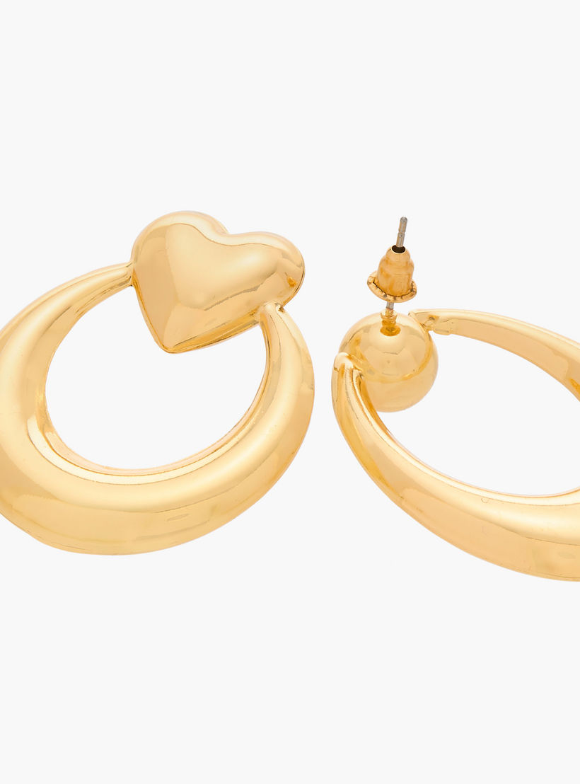 Set of 2 - Gloo Heart and Knob Shaped Earrings with Pushback Closure-women-watchesandjewellery-jewellery-earrings-image-4
