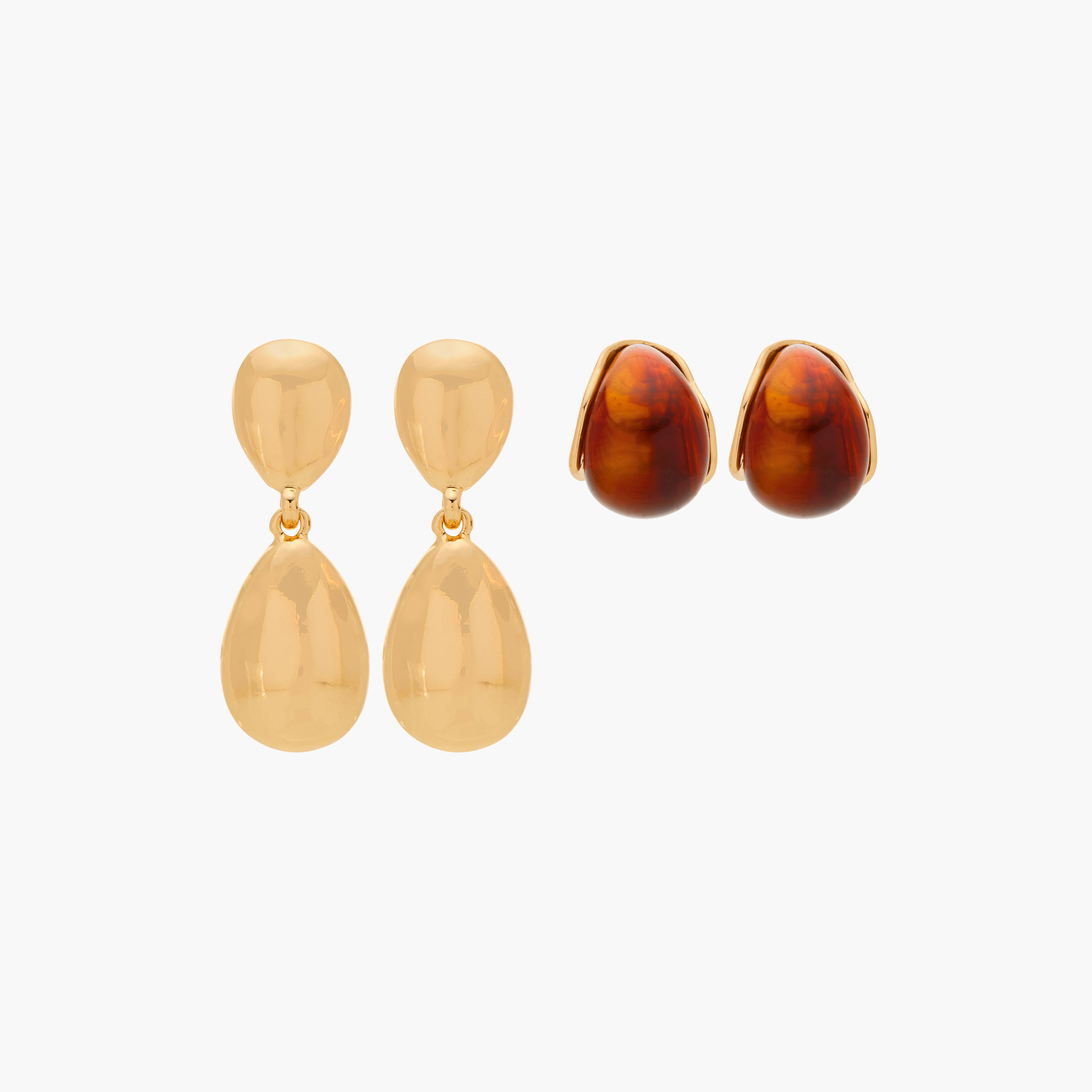 حلقان متنوعة بتفاصيل راتينج ومكبس إغلاق خلفي قطعتين من جلو-women-watchesandjewellery-jewellery-earrings-image-1