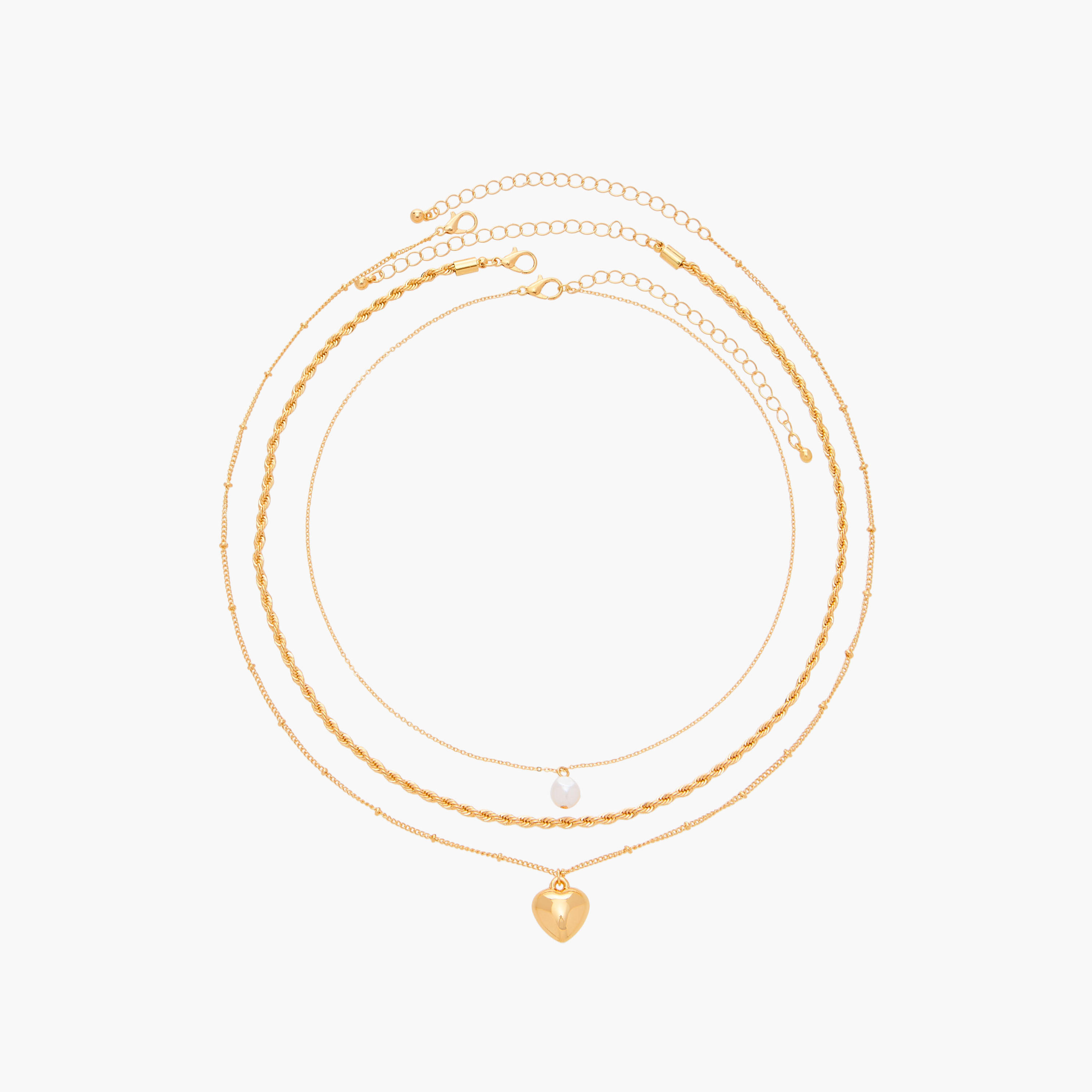 طقم قلادة ميتاليك 3 قطع بمشبك إغلاق من جلو-women-watchesandjewellery-jewellery-necklacesandpendants-image-1