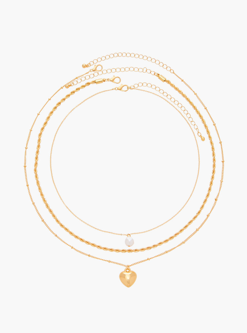 طقم قلادة ميتاليك 3 قطع بمشبك إغلاق من جلو-women-watchesandjewellery-jewellery-necklacesandpendants-image-1