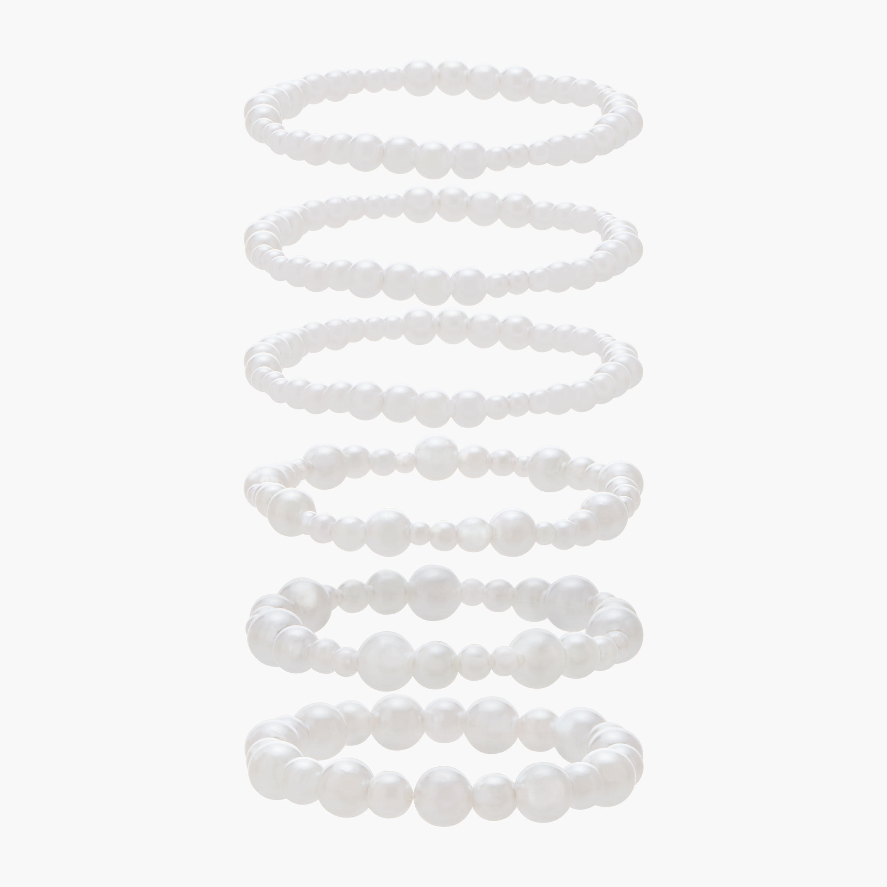 أساور مطاطية بتفاصيل لؤلؤ من جلو - طقم من 6 قطع-women-watchesandjewellery-jewellery-banglesandbracelets-image-1