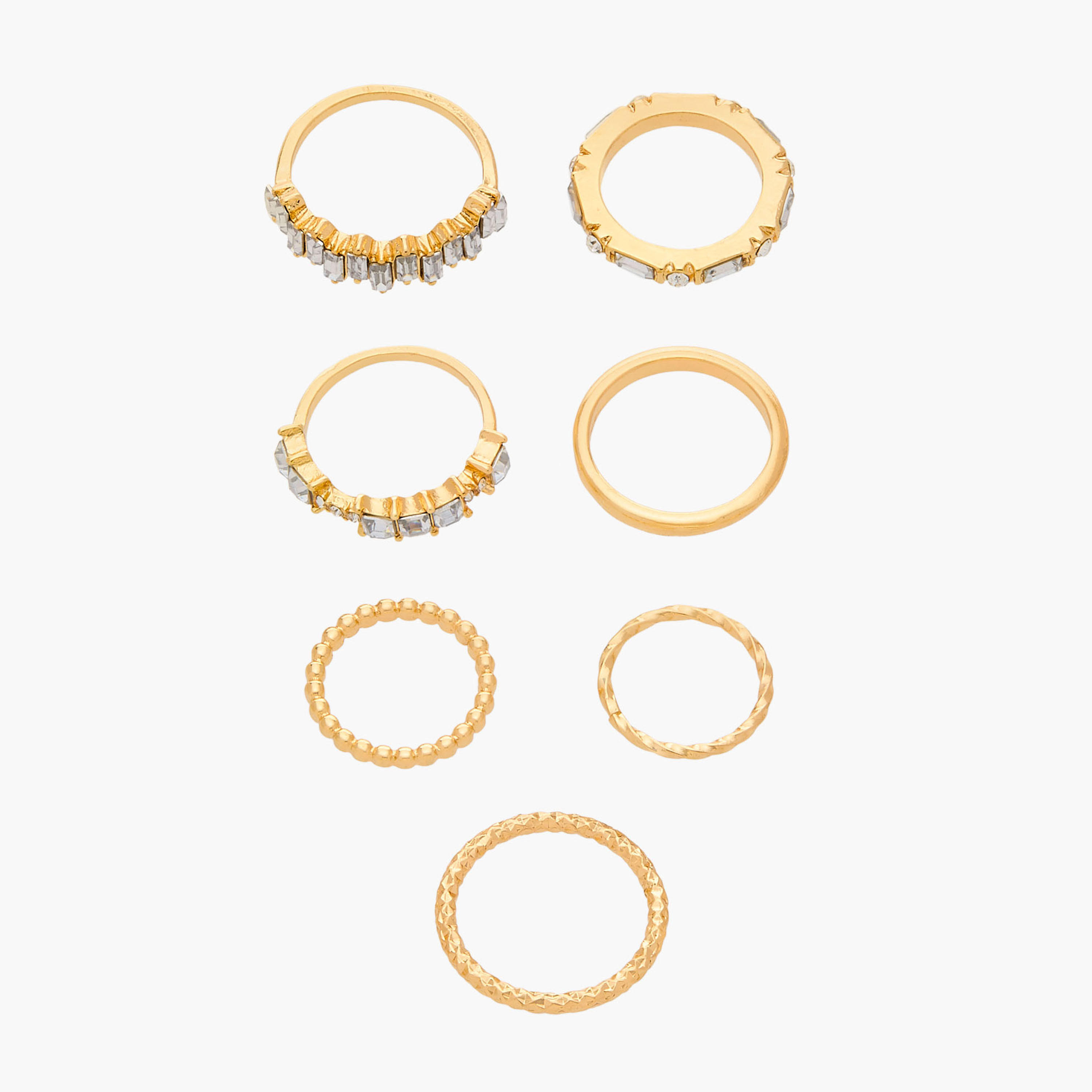 Set of 7 - Gloo Metallic Ring-women-watchesandjewellery-jewellery-rings-image-1