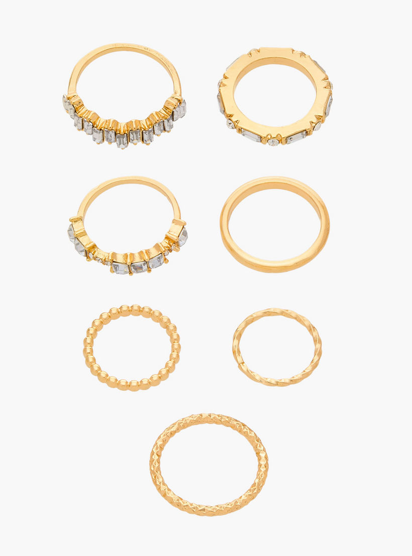 Set of 7 - Gloo Metallic Ring-women-watchesandjewellery-jewellery-rings-image-1