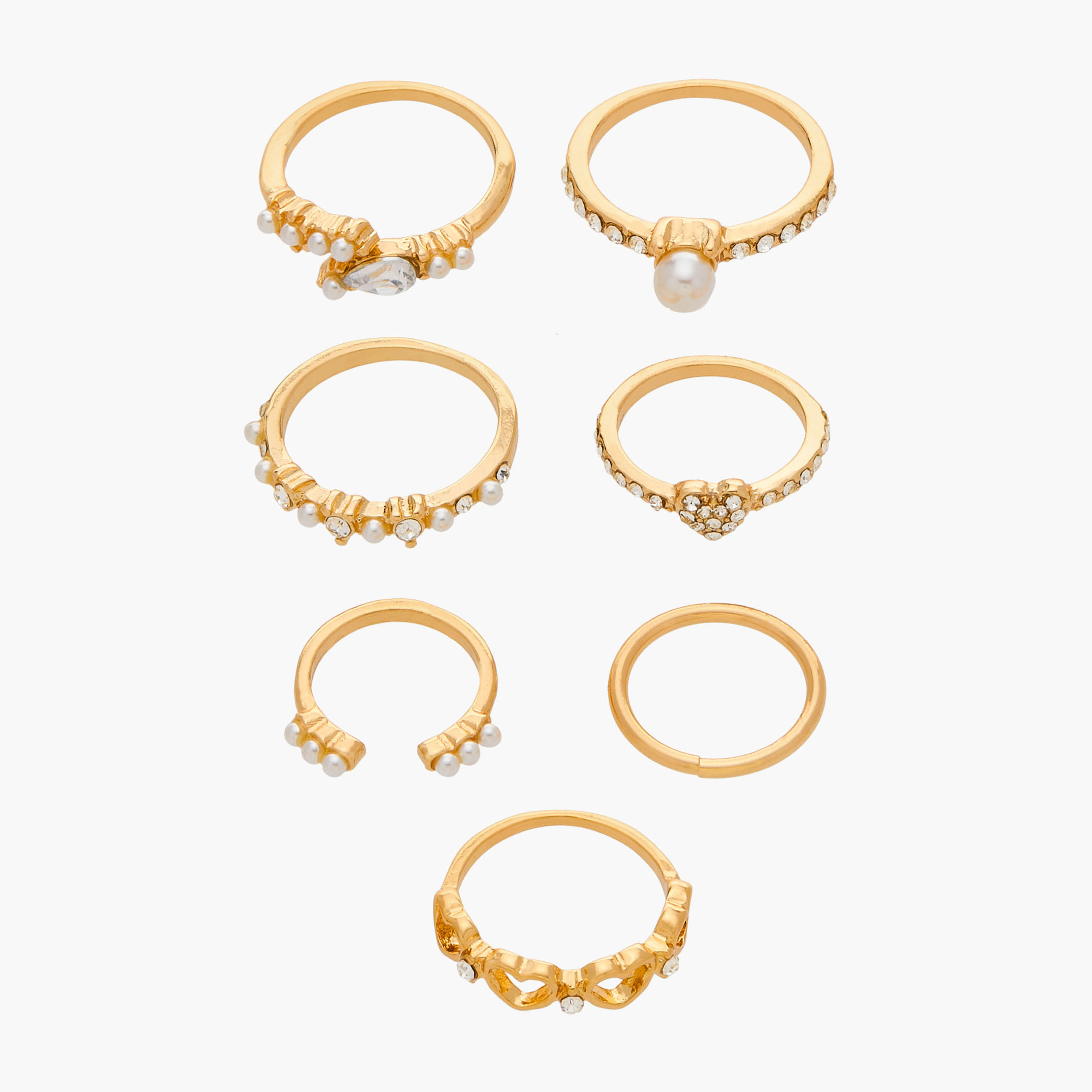 خاتم مزين باللؤلؤ من جلو - مجموعة من 7 قطع-women-watchesandjewellery-jewellery-rings-image-1