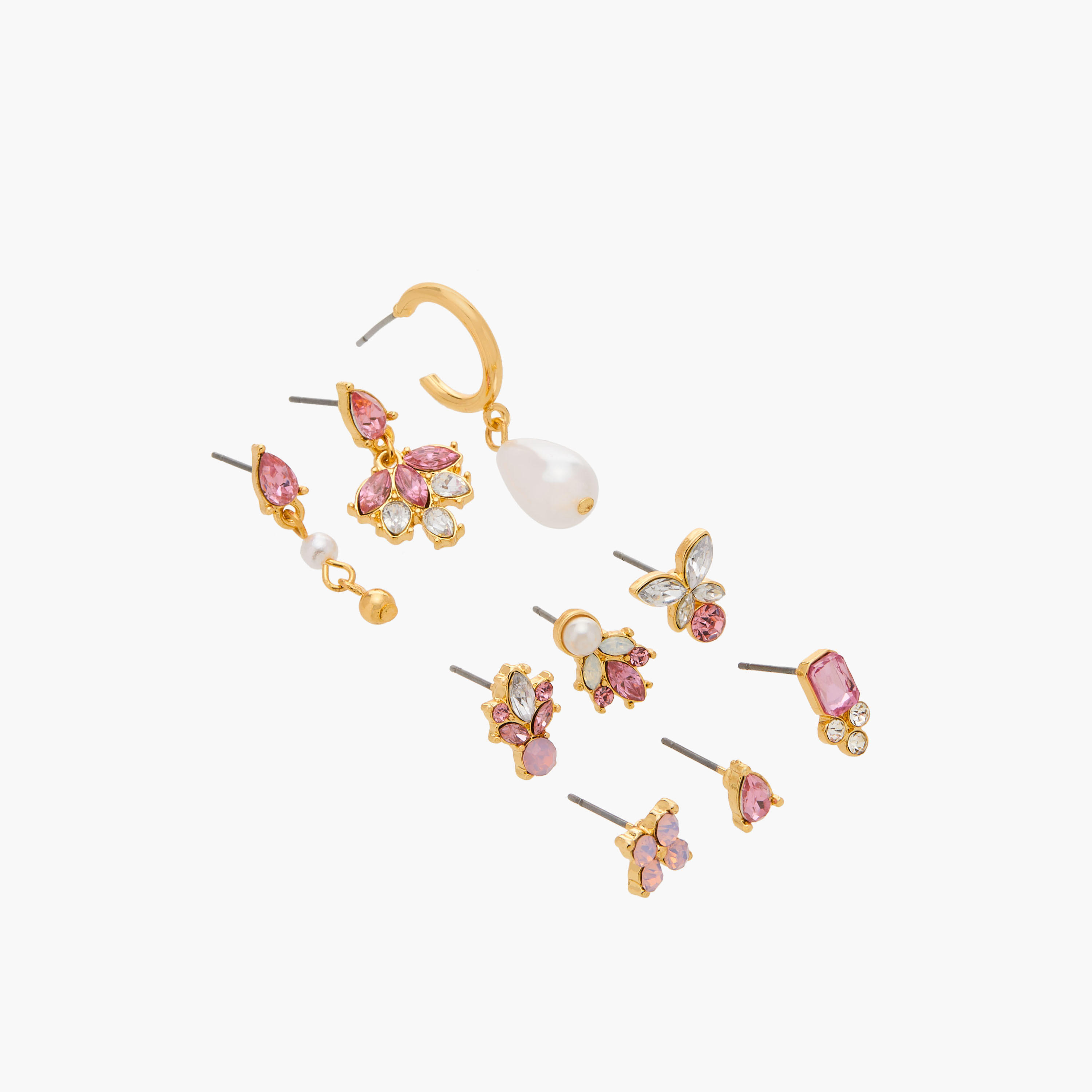 حلقان مزينة بالأحجار بمكبس إغلاق خلفي من جلو - طقم 9 أزواج-women-watchesandjewellery-jewellery-earrings-image-2