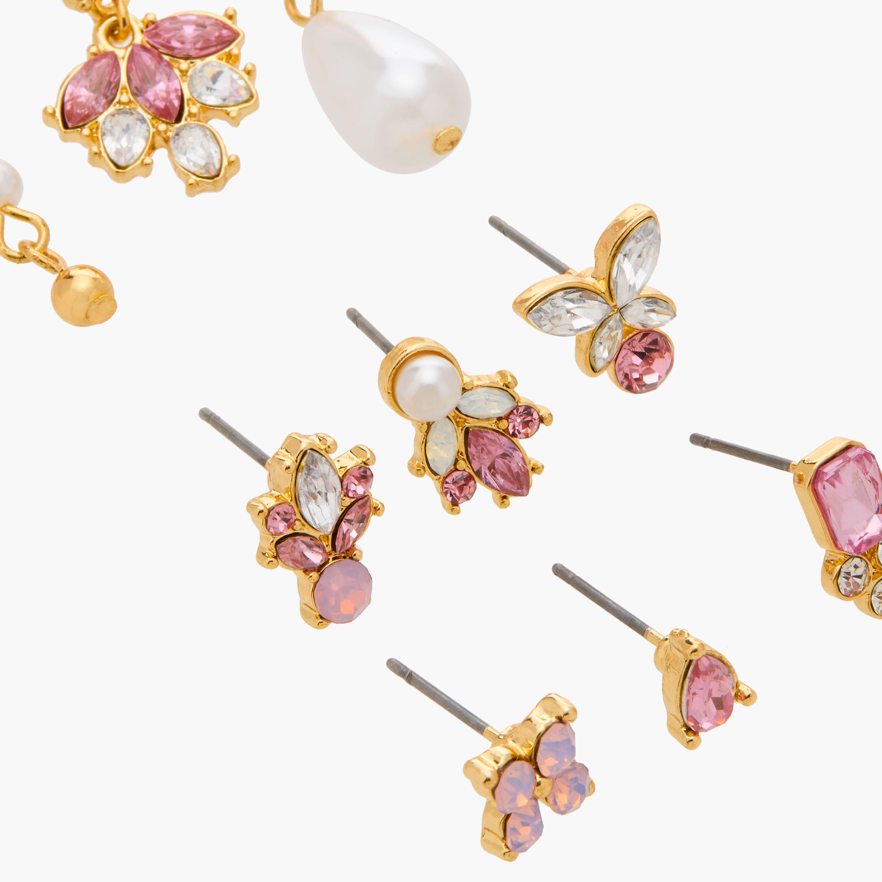حلقان مزينة بالأحجار بمكبس إغلاق خلفي من جلو - طقم 9 أزواج-women-watchesandjewellery-jewellery-earrings-image-3