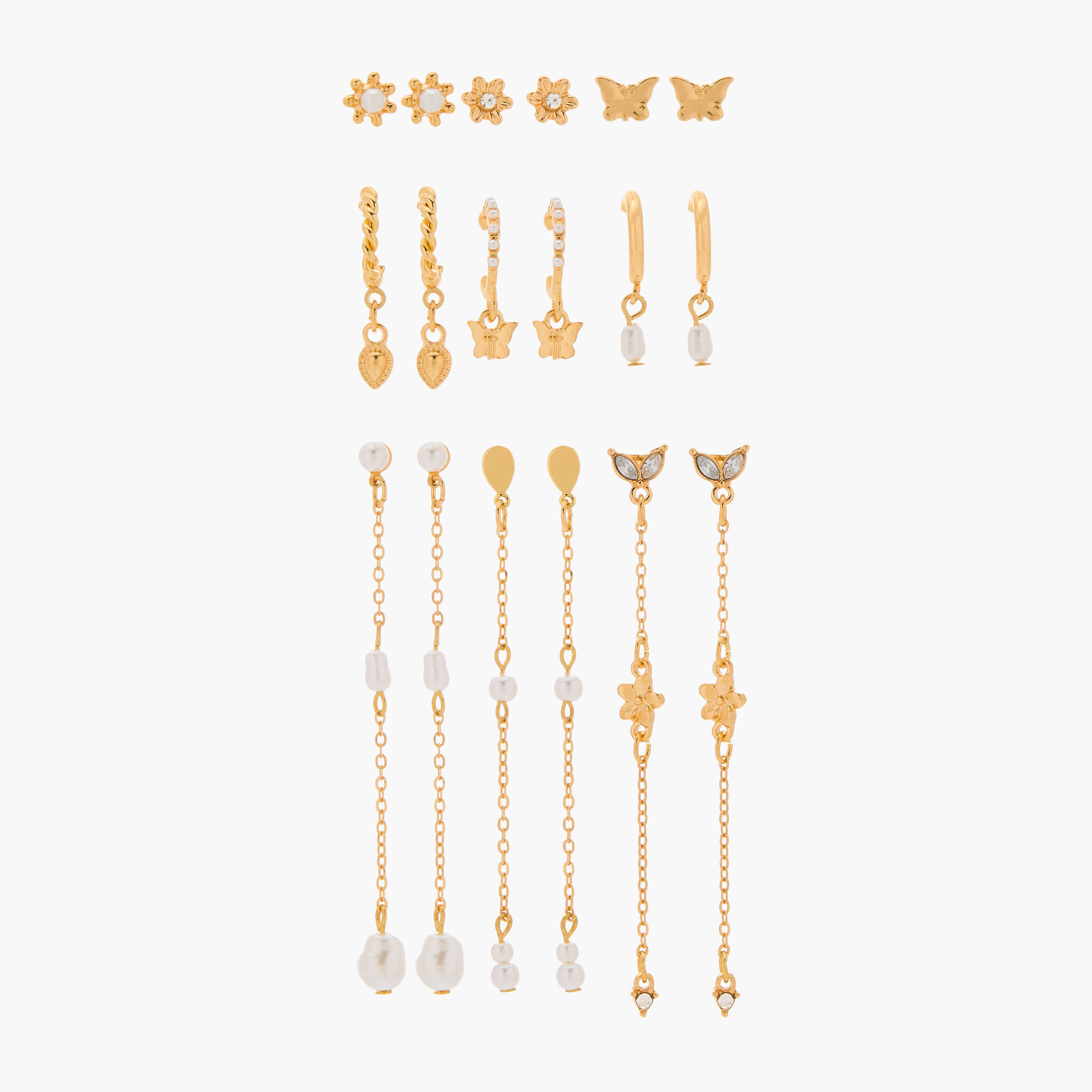 حلقان مزينة بمكبس إغلاق خلفي من جلو - طقم 9 أزواج-women-watchesandjewellery-jewellery-earrings-image-1