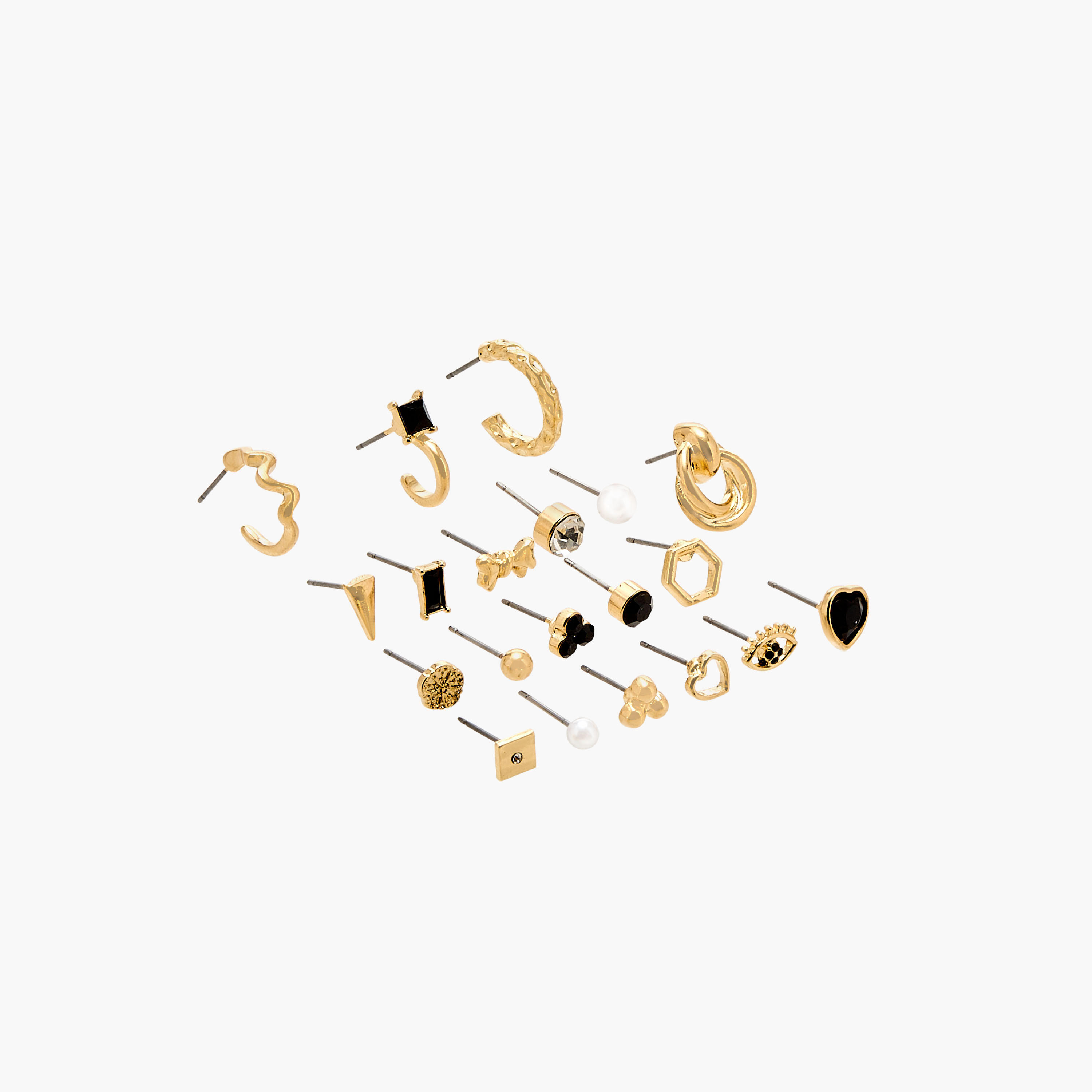 حلقان معدنية متنوعة بمكبس إغلاق خلفي - طقم من 20 قطعة-women-watchesandjewellery-jewellery-earrings-image-3