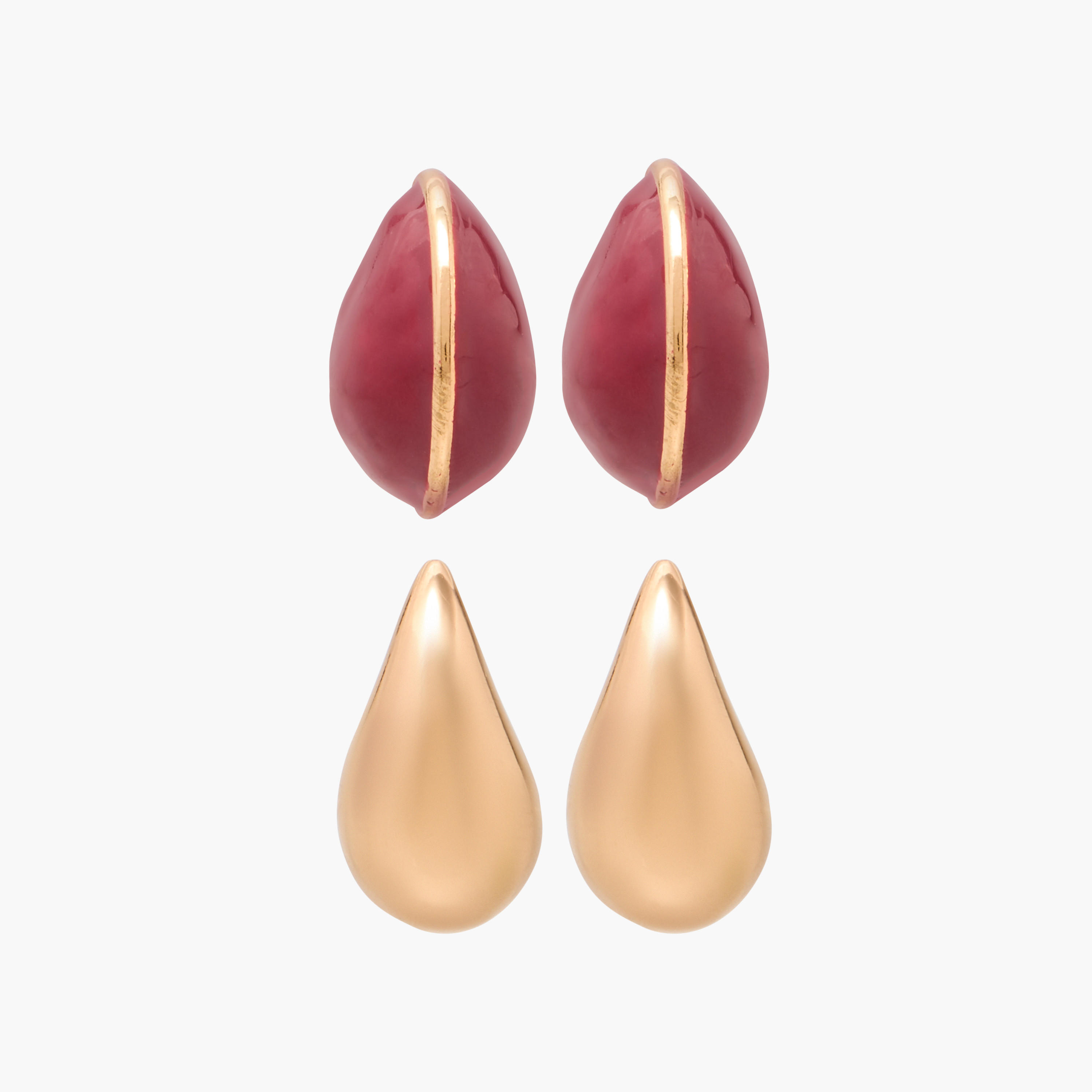 حلقان منسدلة بتصميم دمعة ومكبس إغلاق خلفي - طقم من زوجين-women-watchesandjewellery-jewellery-earrings-image-1