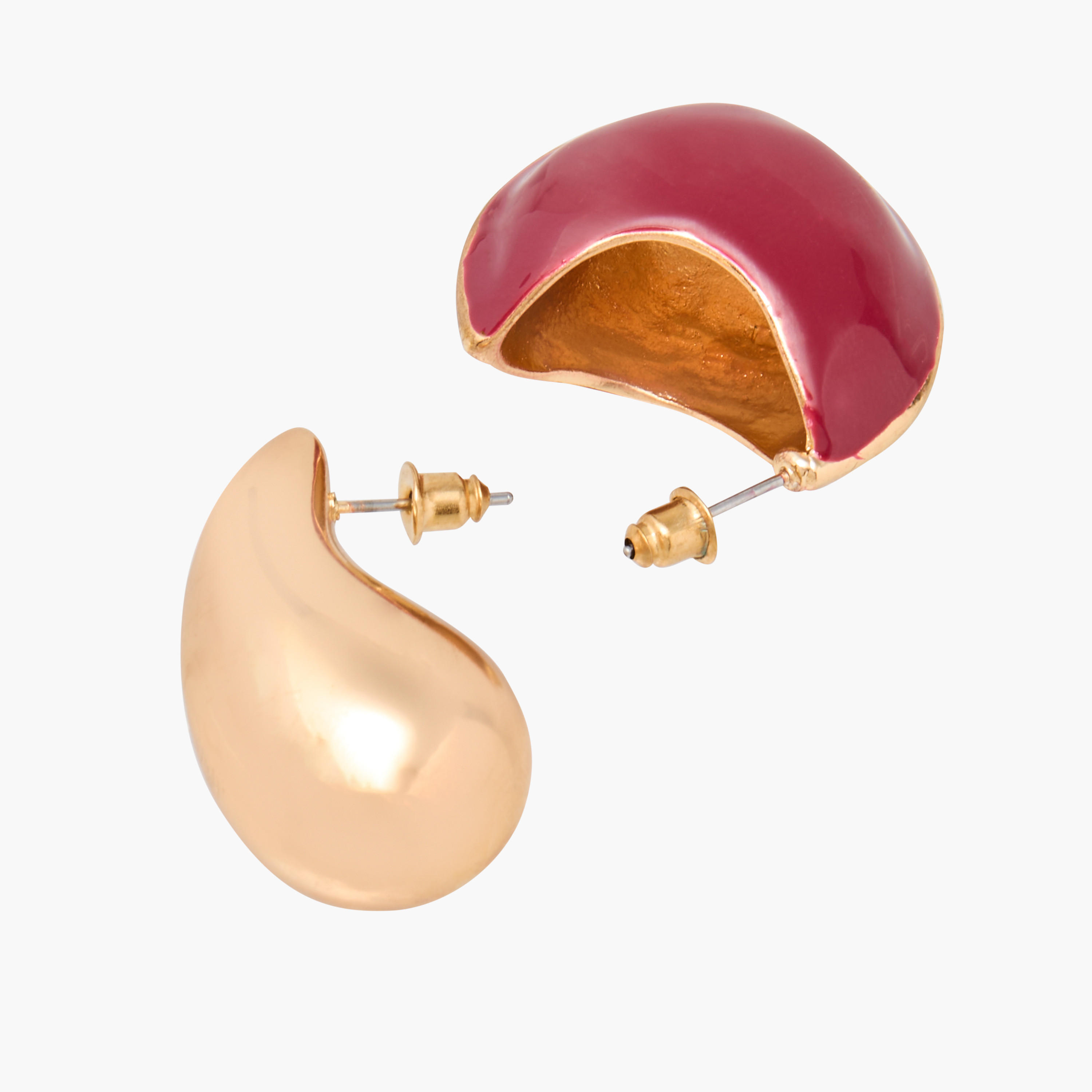 حلقان منسدلة بتصميم دمعة ومكبس إغلاق خلفي - طقم من زوجين-women-watchesandjewellery-jewellery-earrings-image-5