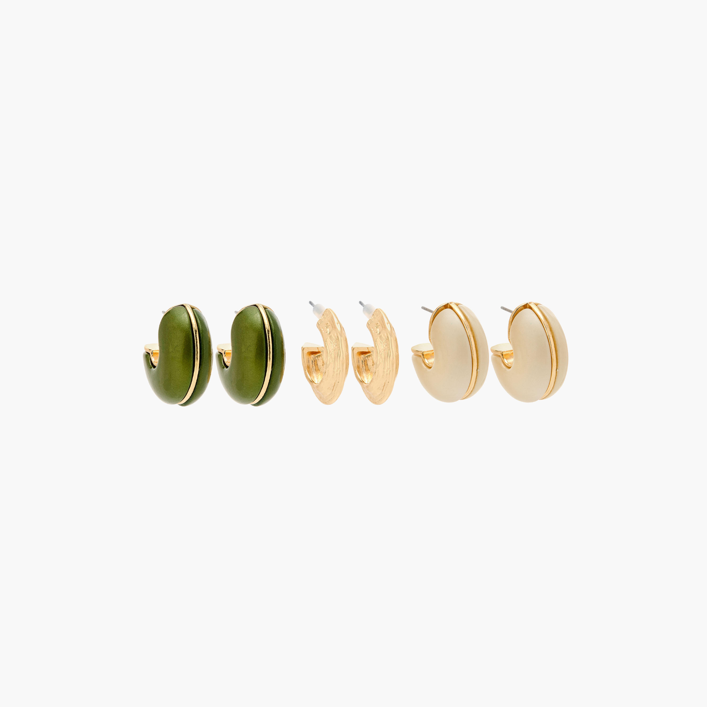 حلقان طوق بمكبس إغلاق خلفي - طقم 3 أزواج-women-watchesandjewellery-jewellery-earrings-image-1