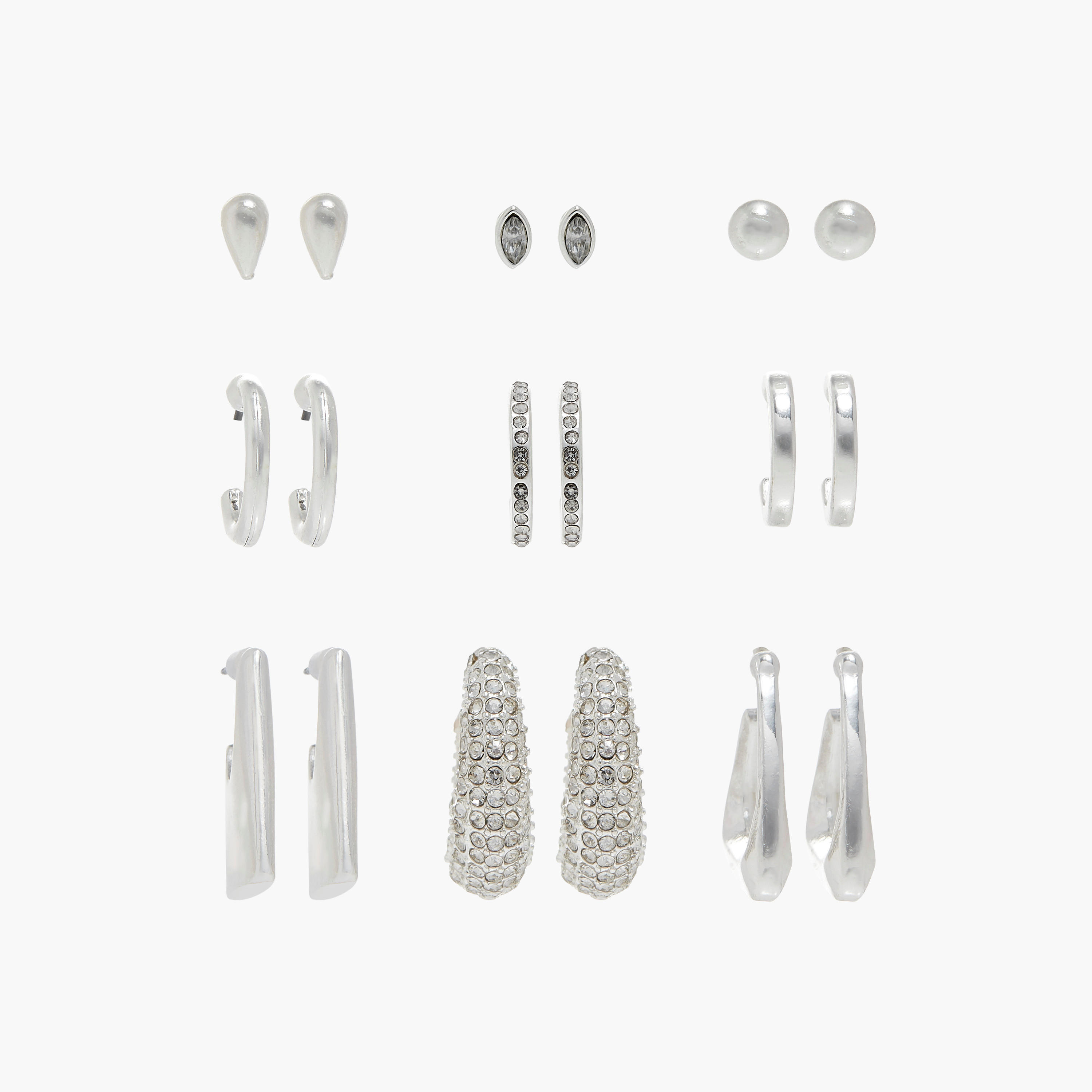 حلقان متنوعة بمكبس إغلاق خلفي - طقم من 9-women-watchesandjewellery-jewellery-earrings-image-1