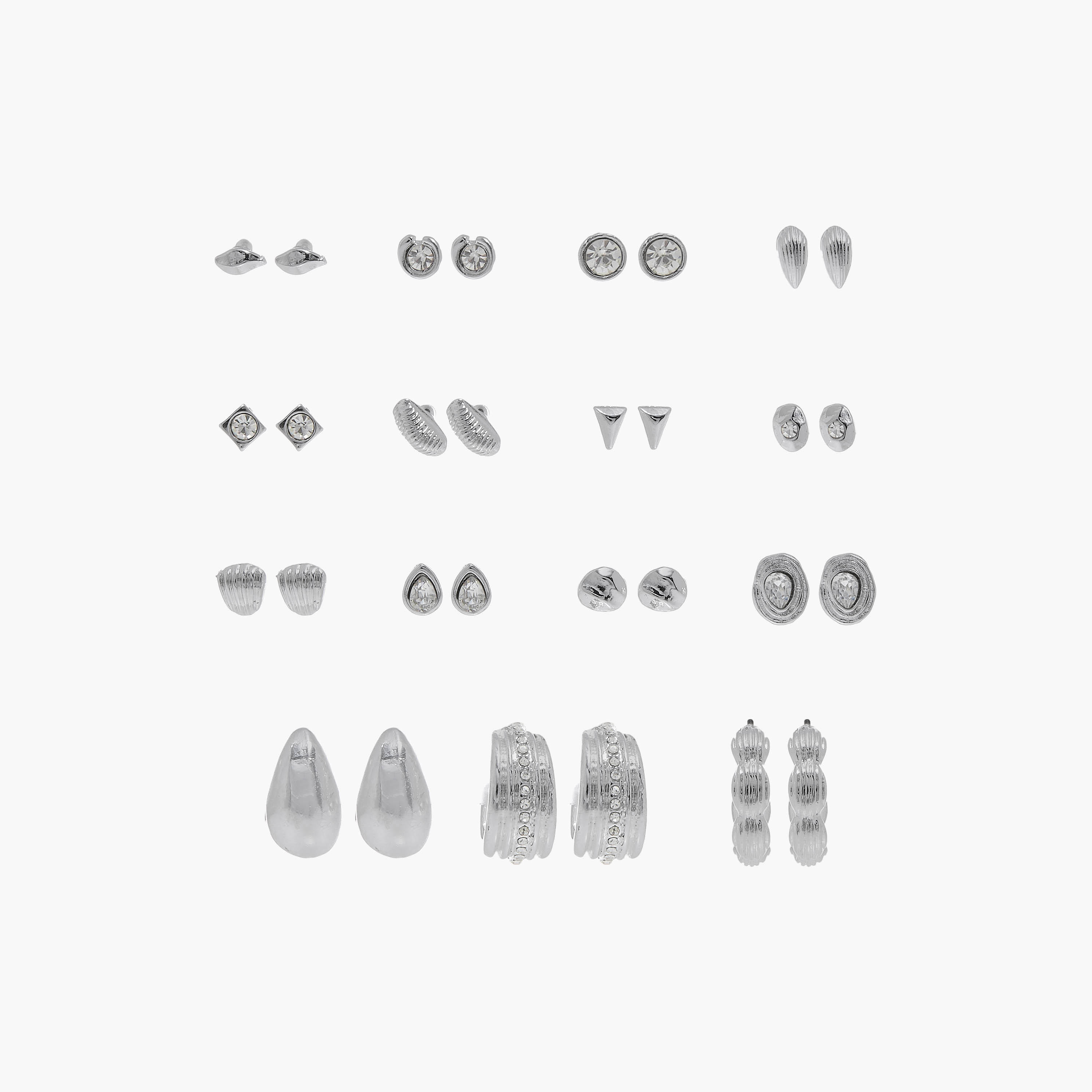 حلقان متنوعة بمكبس إغلاق خلفي - طقم من 15 زوج-women-watchesandjewellery-jewellery-earrings-image-1