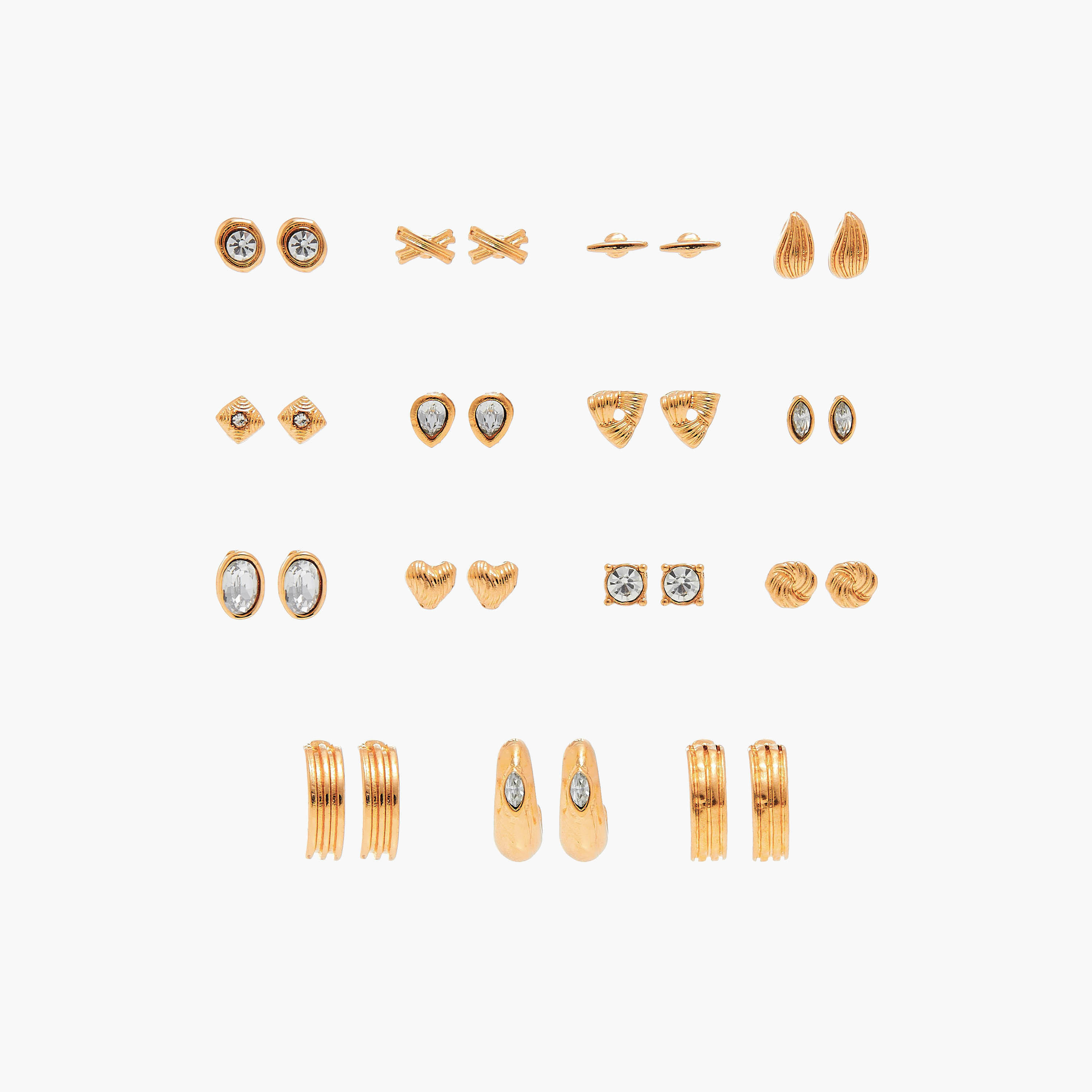 حلقان متنوعة بمكبس إغلاق خلفي - طقم من 15 زوج-women-watchesandjewellery-jewellery-earrings-image-1