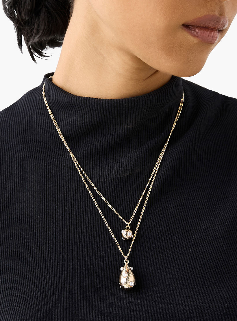 عقد بدلاية مزينة باللؤلؤ وبمشبك إغلاق-women-watchesandjewellery-jewellery-necklacesandpendants-image-2