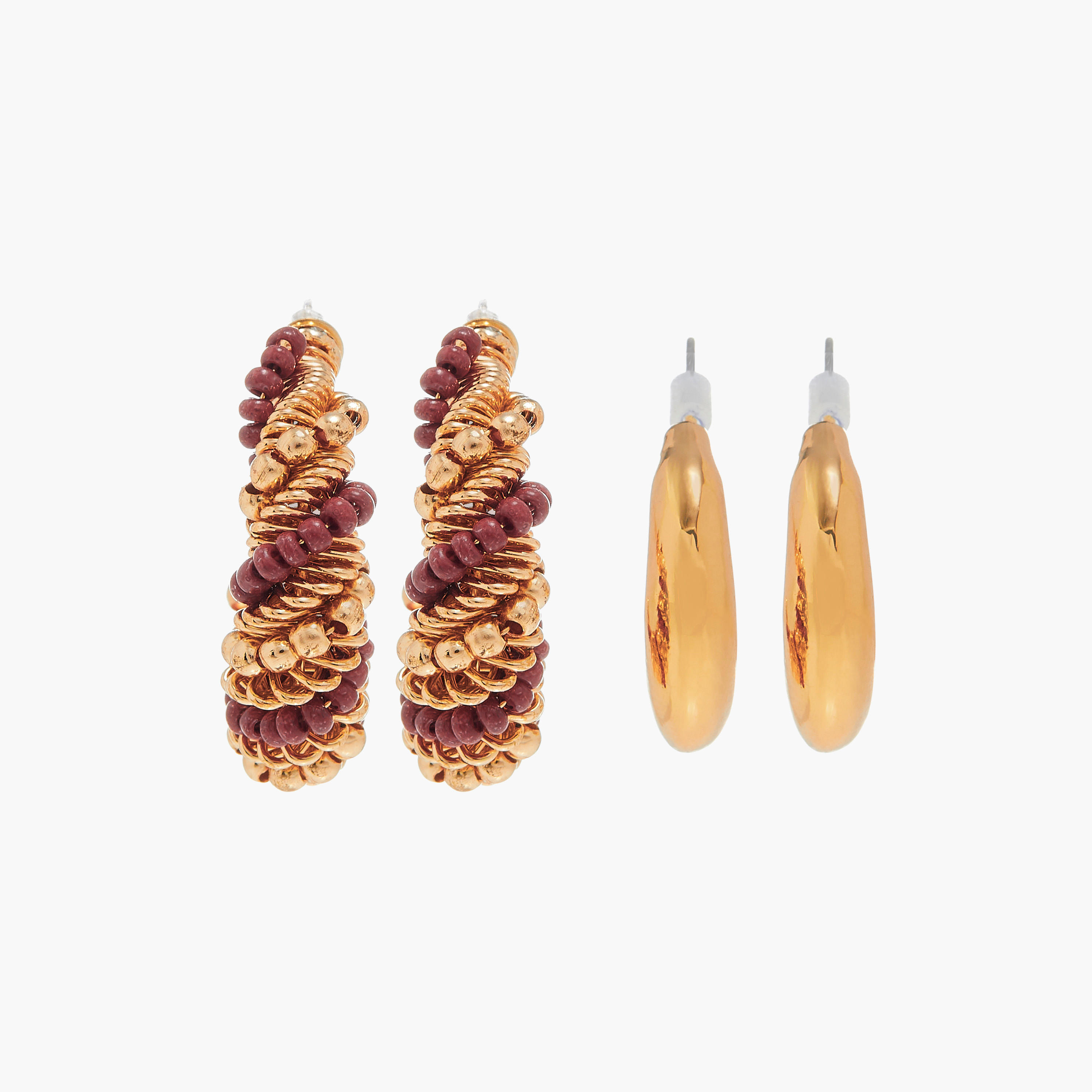 حلقان نصف طوق متنوعة بمكبس إغلاق خلفي - طقم من زوجين-women-watchesandjewellery-jewellery-earrings-image-1