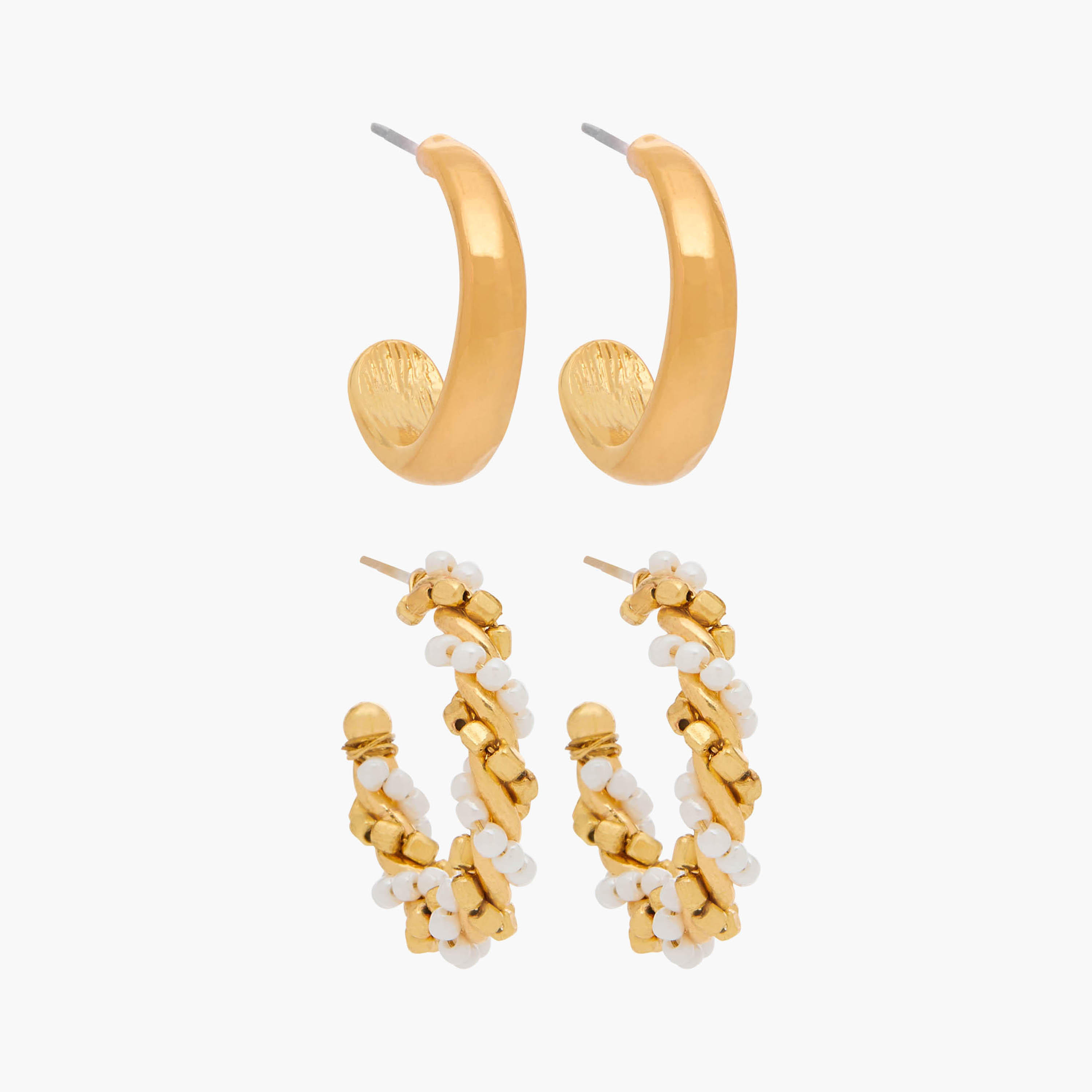 حلقان طوق مزيّنة بمكبس إغلاق خلفي - طقم من قطعتين-women-watchesandjewellery-jewellery-earrings-image-1