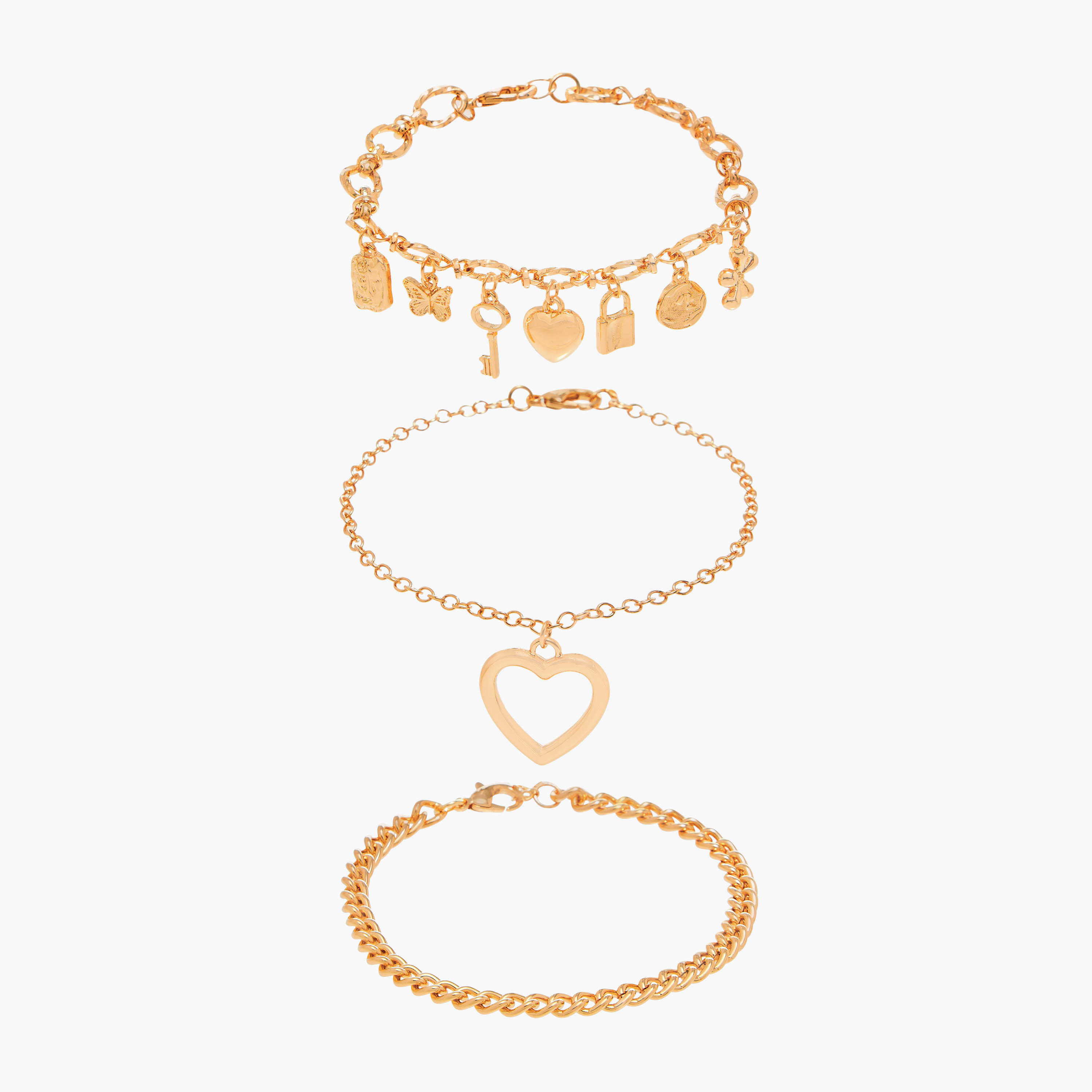أساور متنوعة بمشبك إغلاق - طقم من 3 قطع-women-watchesandjewellery-jewellery-banglesandbracelets-image-1