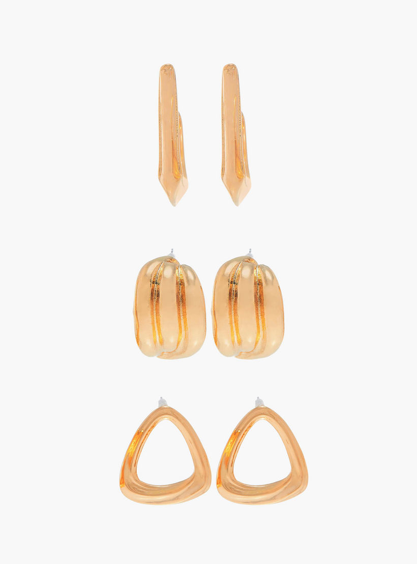 حلقان متنوعة بمكبس إغلاق خلفي - طقم من 3 أزواج-women-watchesandjewellery-jewellery-earrings-image-7