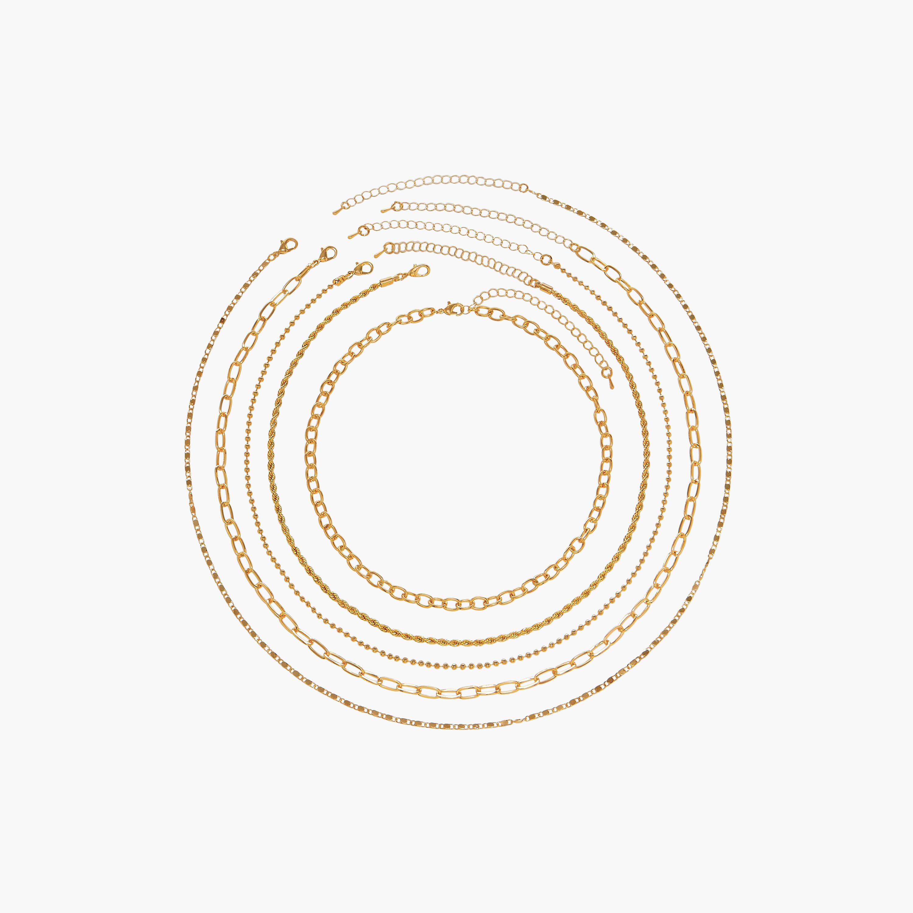 عقد سلسلة ميتاليك بمشبك إغلاق - طقم من 5 قطع-women-watchesandjewellery-jewellery-necklacesandpendants-image-1