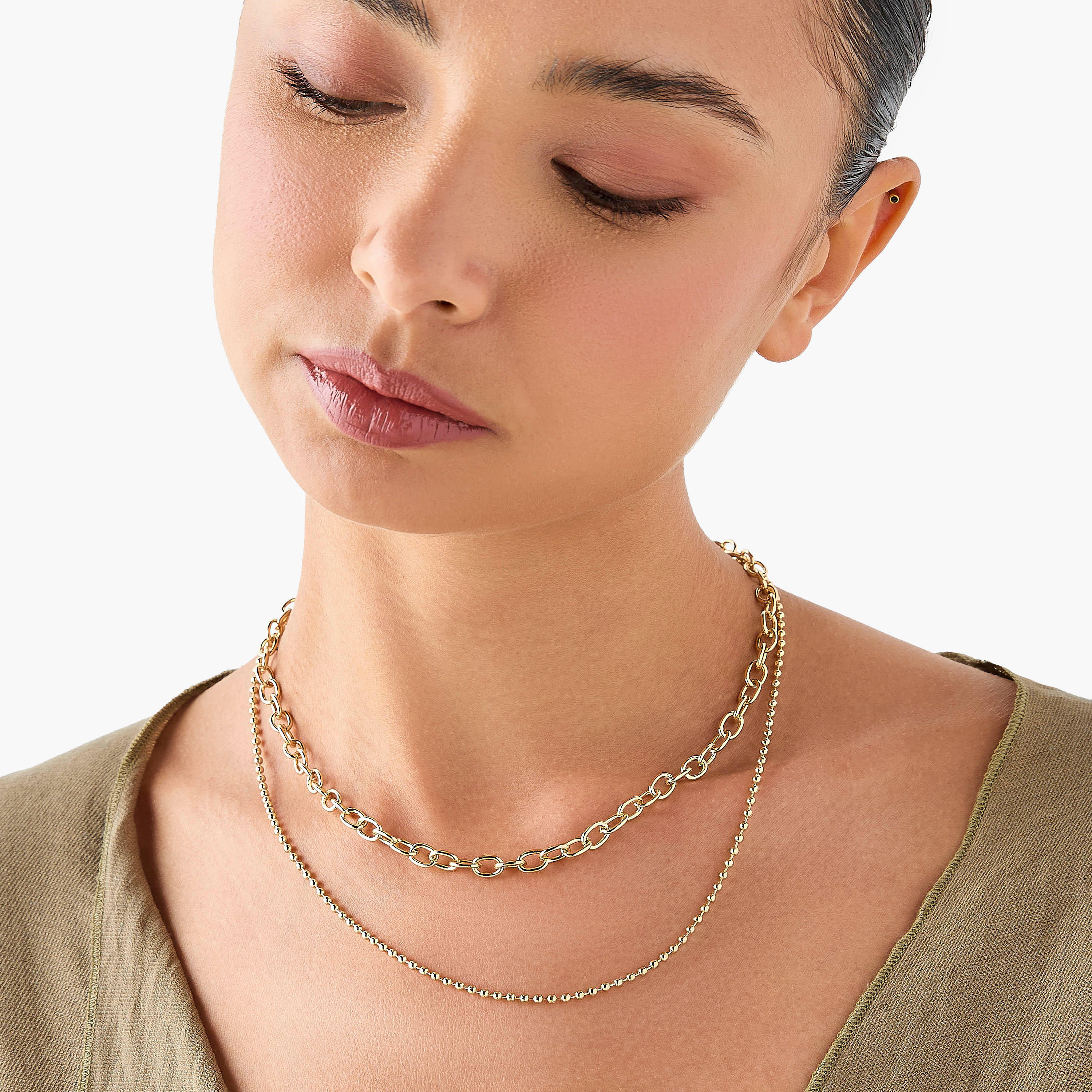 عقد سلسلة ميتاليك بمشبك إغلاق - طقم من 5 قطع-women-watchesandjewellery-jewellery-necklacesandpendants-image-2