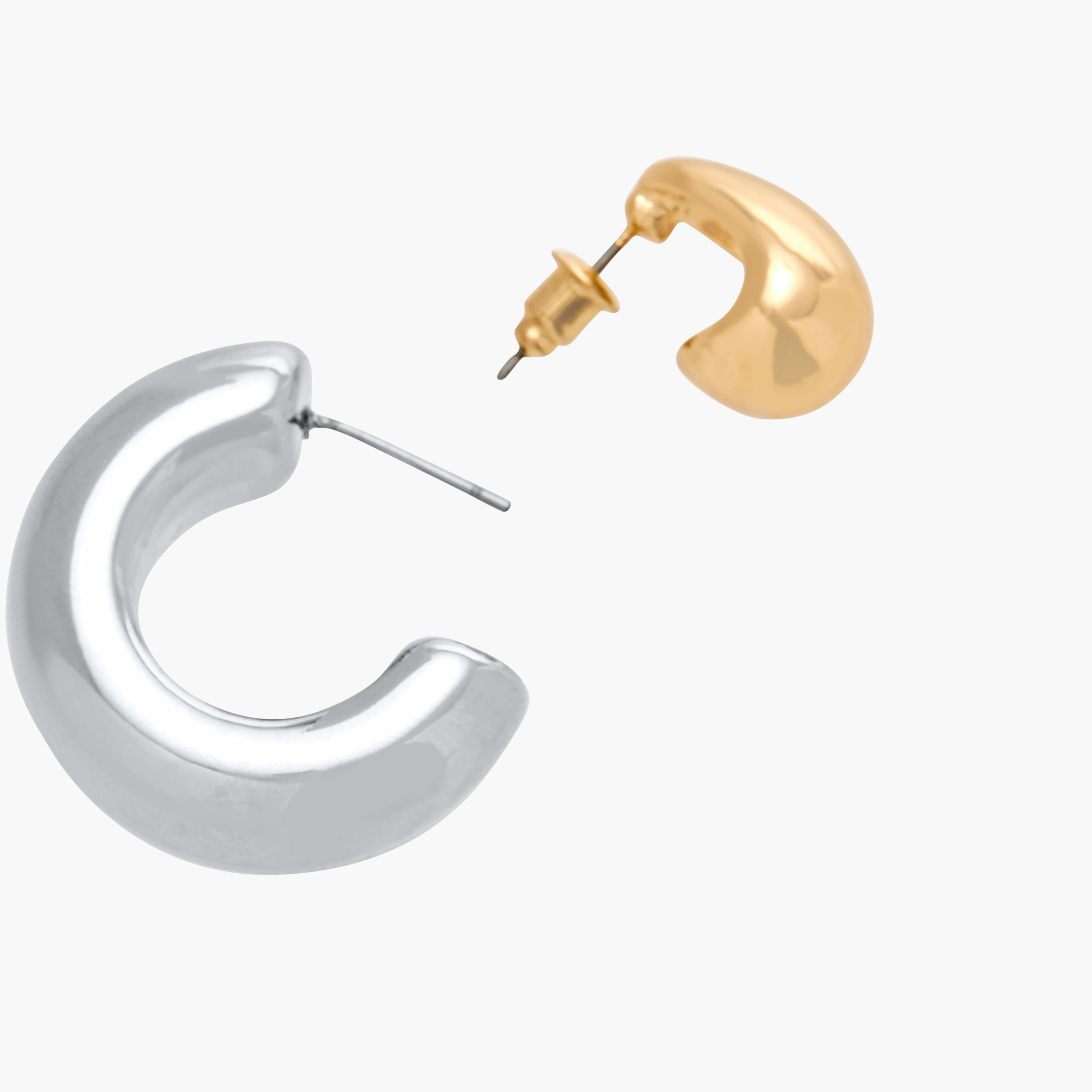 حلقان ميتاليك بمكبس إغلاق خلفي - طقم من 5 أزواج-women-watchesandjewellery-jewellery-earrings-image-7
