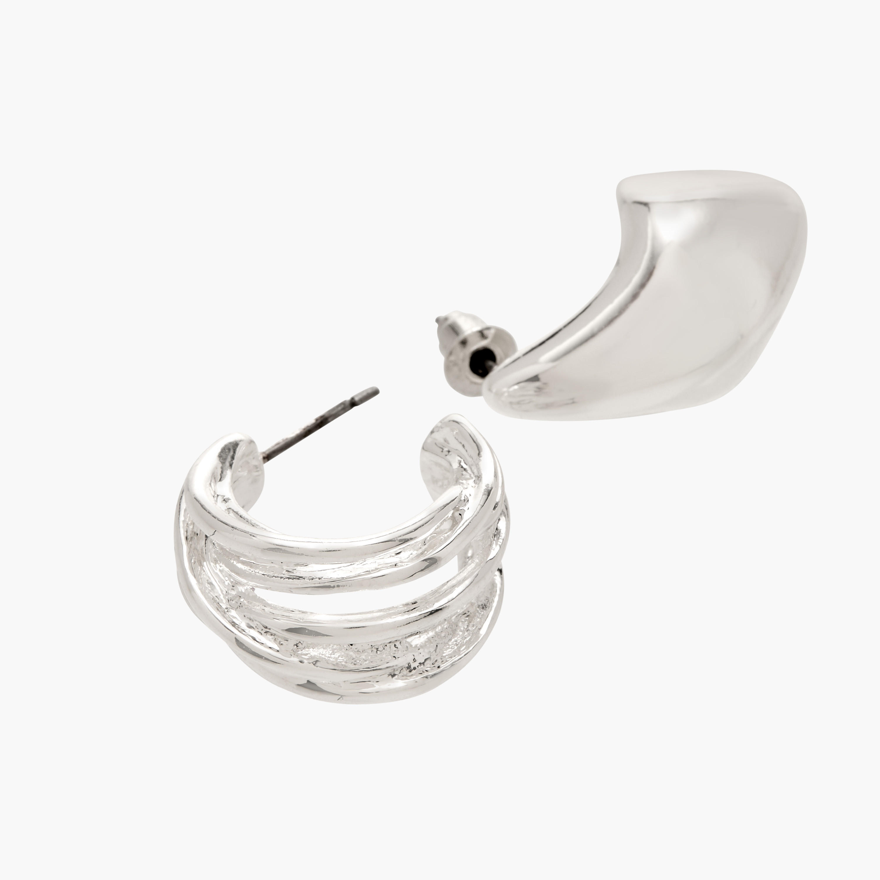 حلقان ميتاليك بمكبس إغلاق خلفي - طقم من 6 أزواج-women-watchesandjewellery-jewellery-earrings-image-5